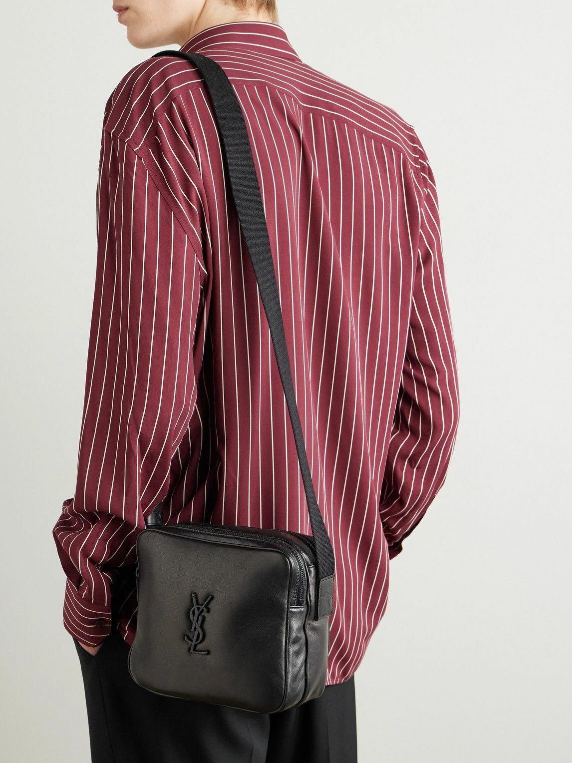 SAINT LAURENT YSL Black Lambskin Leather Niki Cube Crossbody $2000