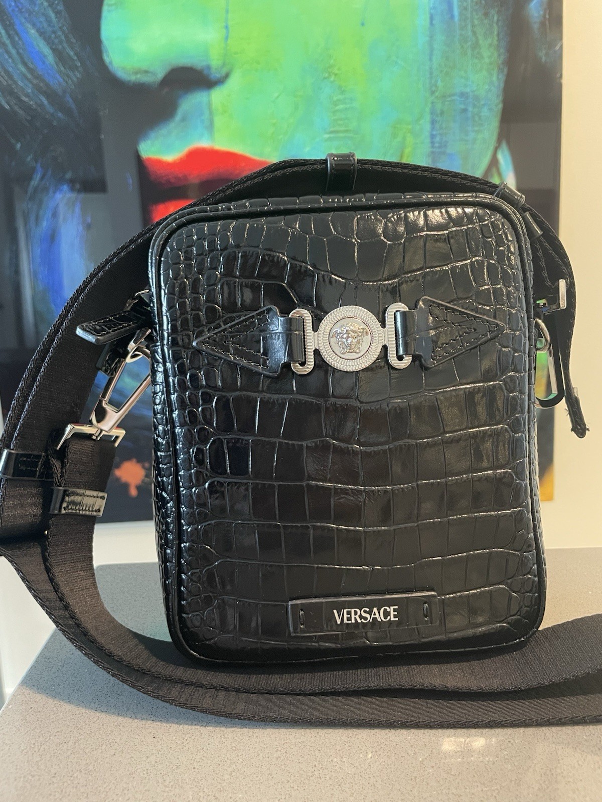 Versace Medusa Biggie crocodile-embossed crossbody bag $1400