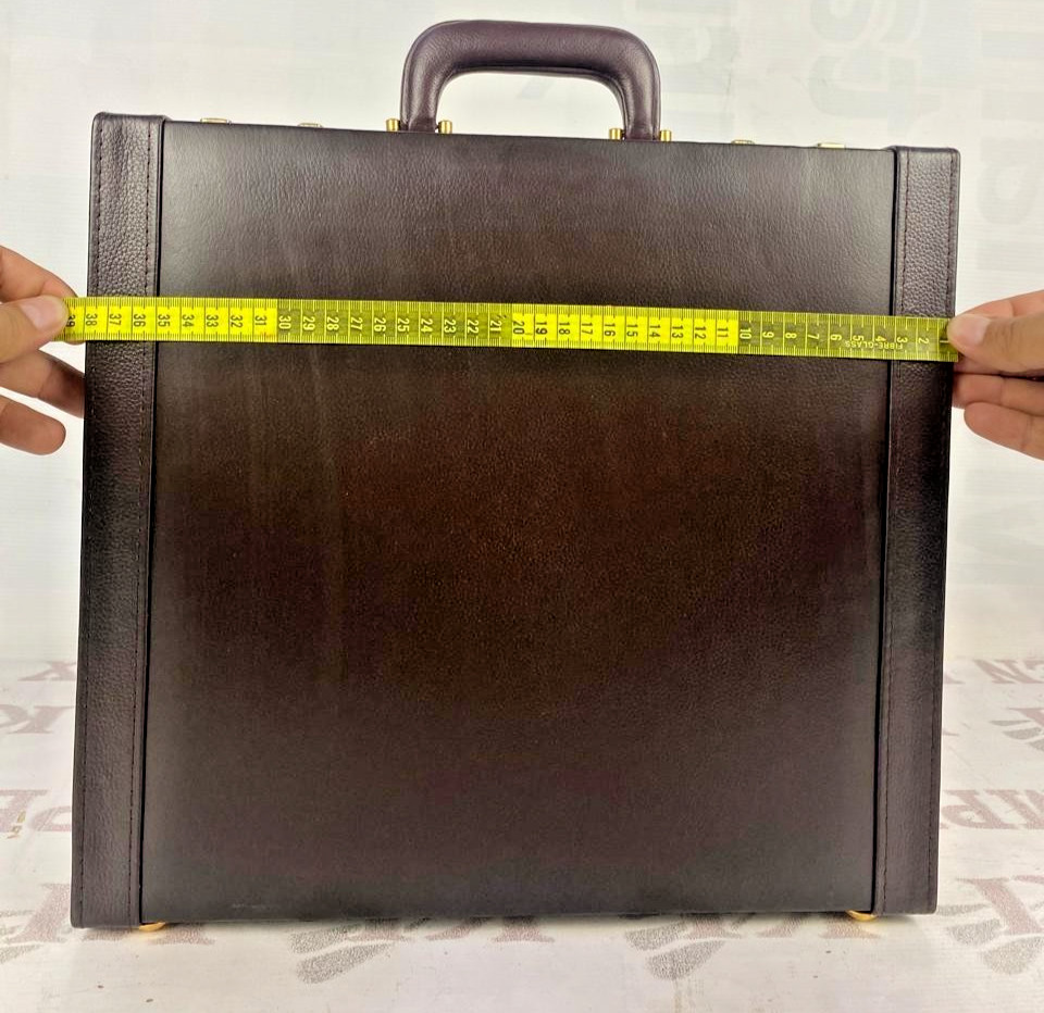 Black Leather Attache Briefcase Combination Lock Business Document Case Office
