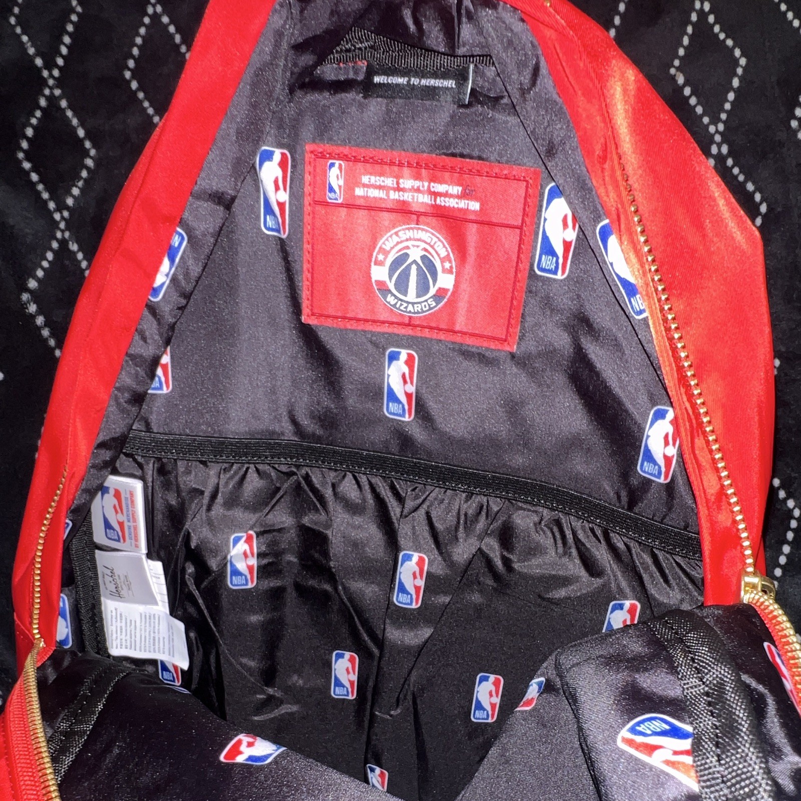 HERSCHEL SETTLEMENT NBA WIZARDS BACKPACK 100% AUTHENTIC -size Laptop 15” -New