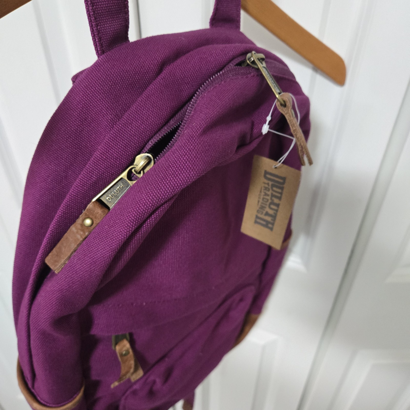 Duluth Trading Mixed Media Backpack Lifetime Canvas Leather Bottom NEW WITH TAGS
