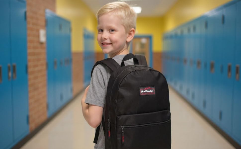 Backpacks with Adjustable Padded Straps 17 in for School Girls Boys (Black)