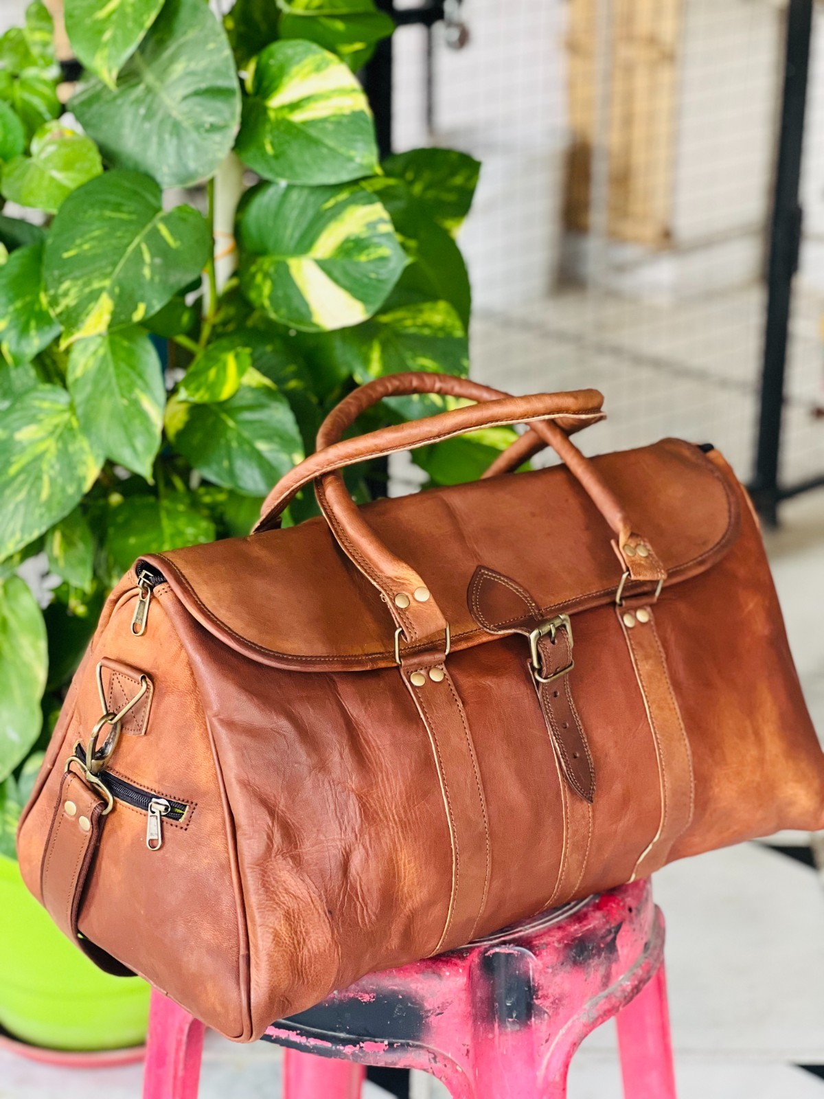 24″ Pure Filtered Goat Leather Duffel bag Travel Women