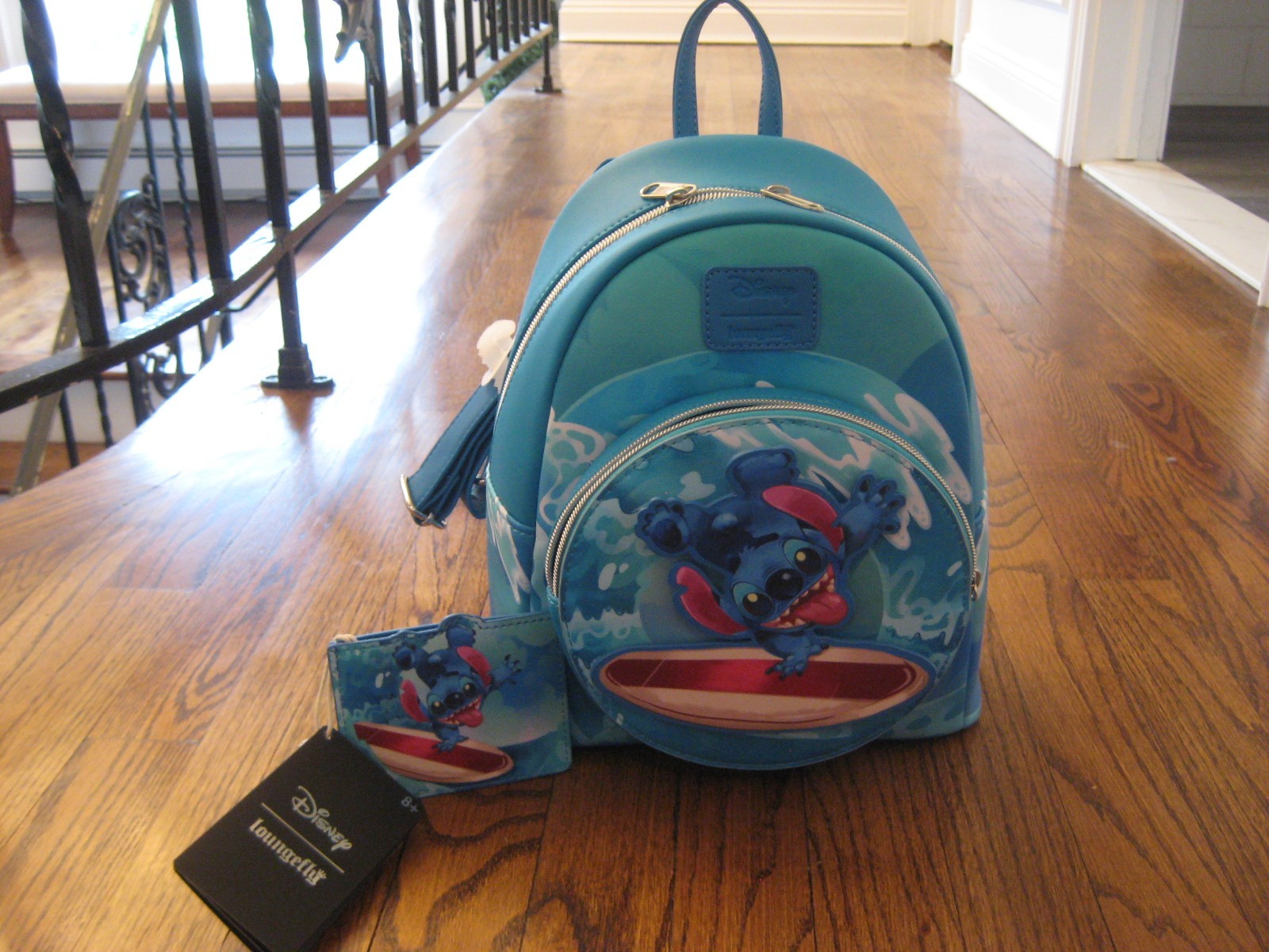 Loungefly Disney Lilo and Stitch Spinning Stitch Surfer Mini Backpack/Card Hold