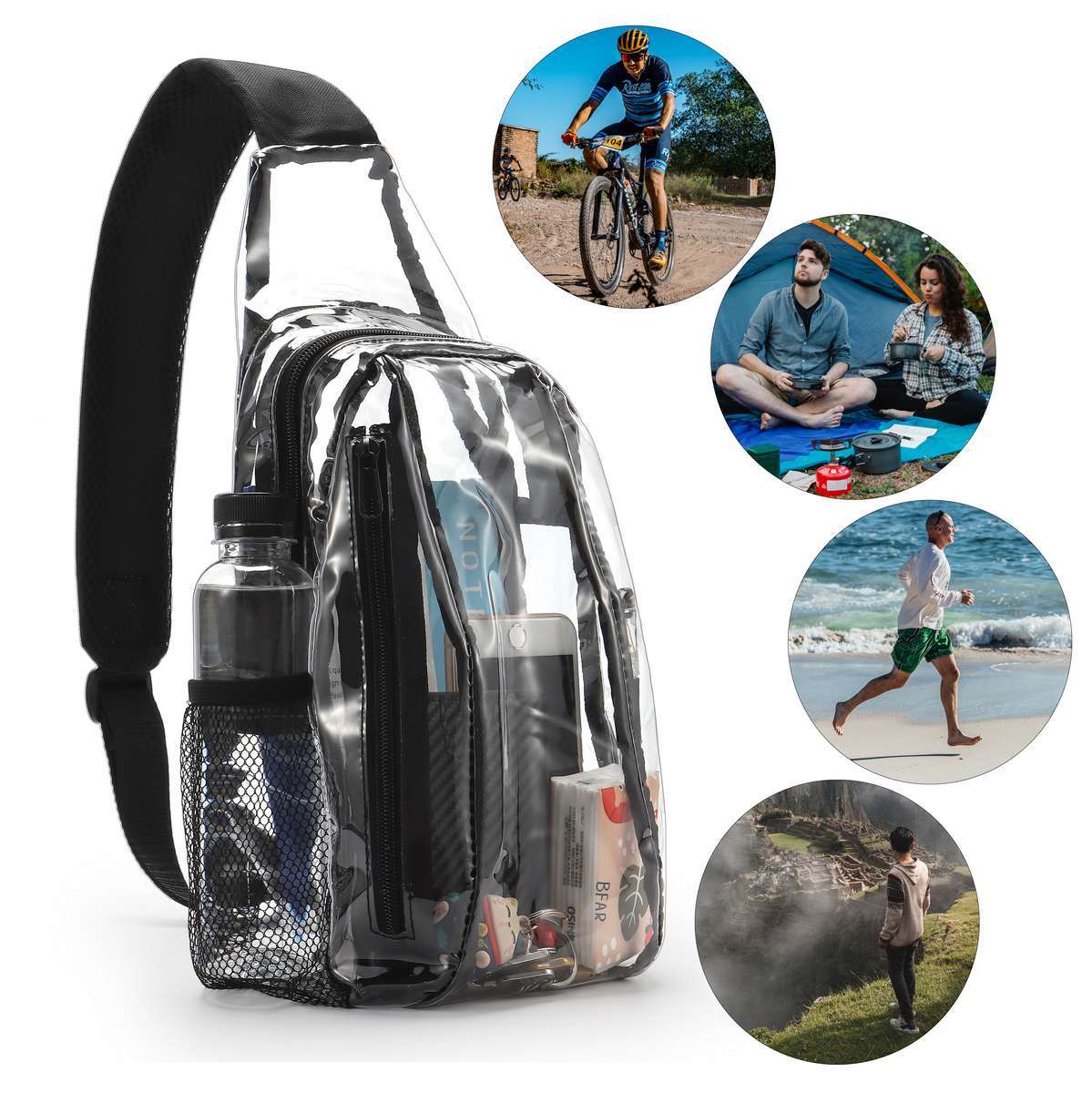 Clear Sling Shoulder Bag Stadium Approved Cute Fashion Crossbody Clear Backpack