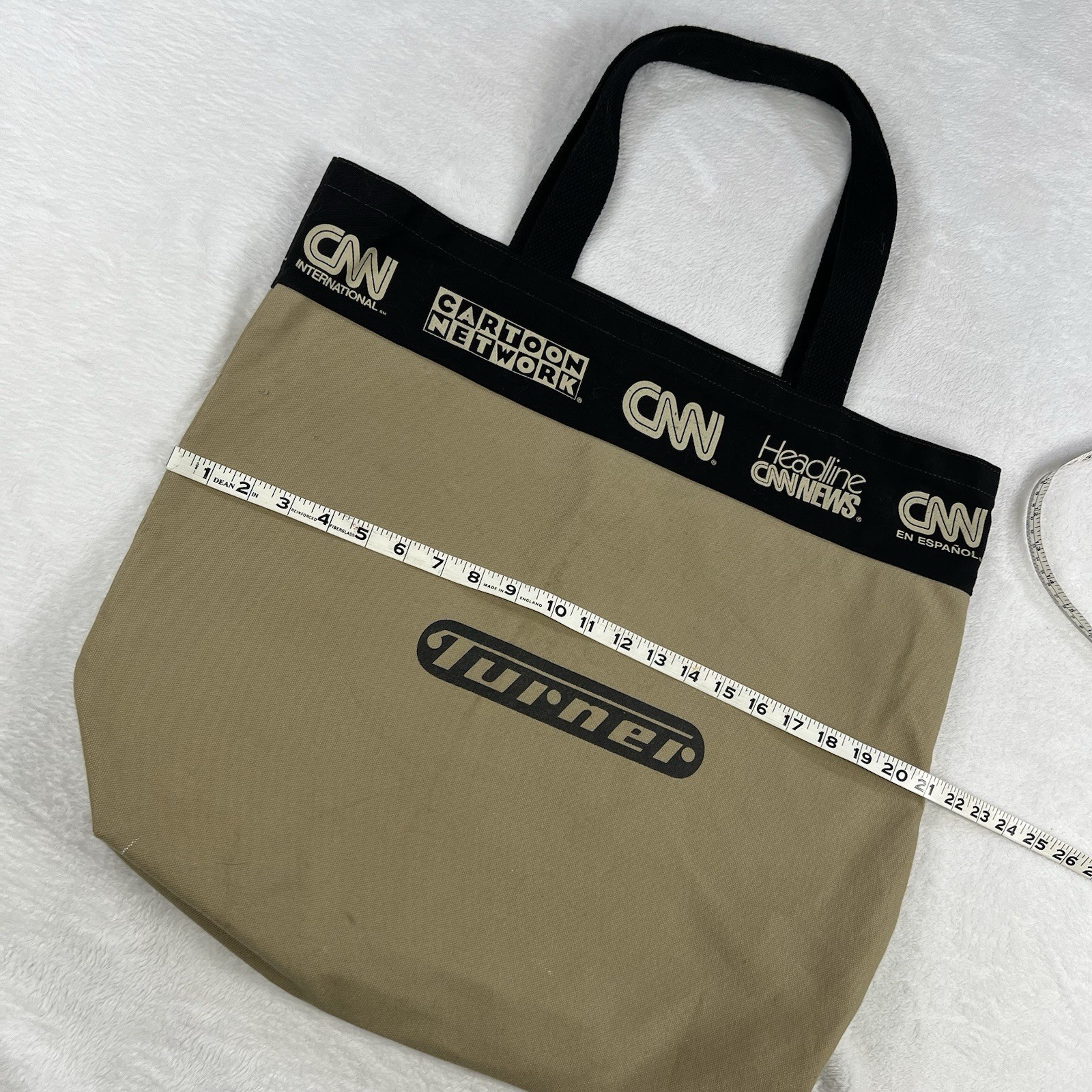 Vintage 90s Turner Broadcasting Large Tote Bag Cartoon Network TNT TBS USA Made