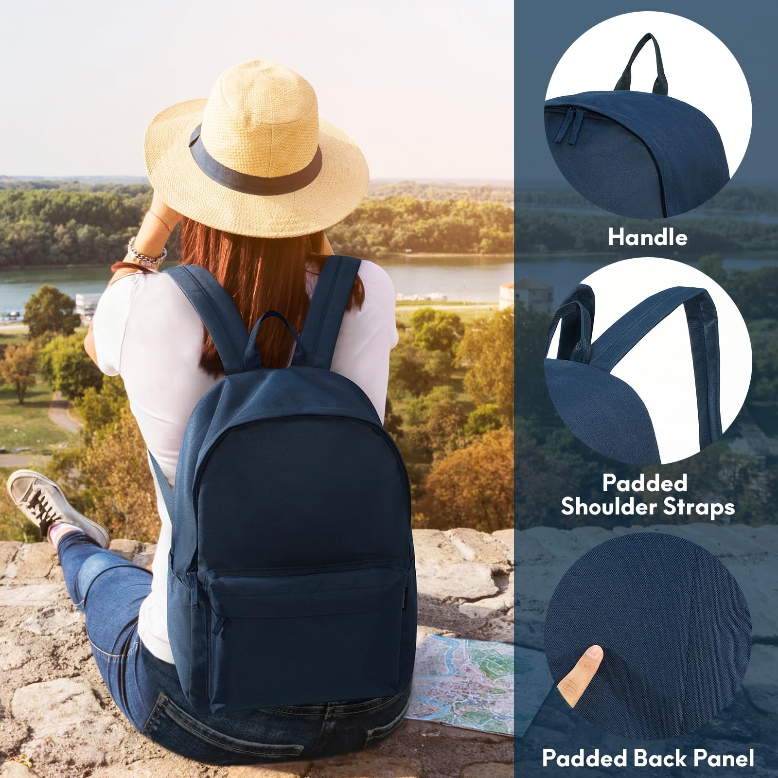 Haimont Lightweight Travel Backpack 20L Laptop Compartment Navy Blue