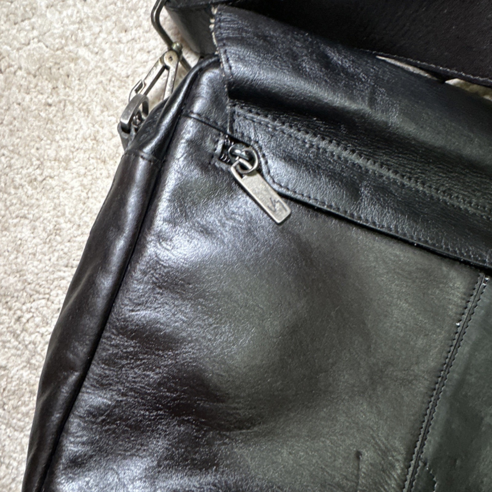 Velez Black Briefcase/Document Case Shoulder/Crossbody Strap Zip Buckle