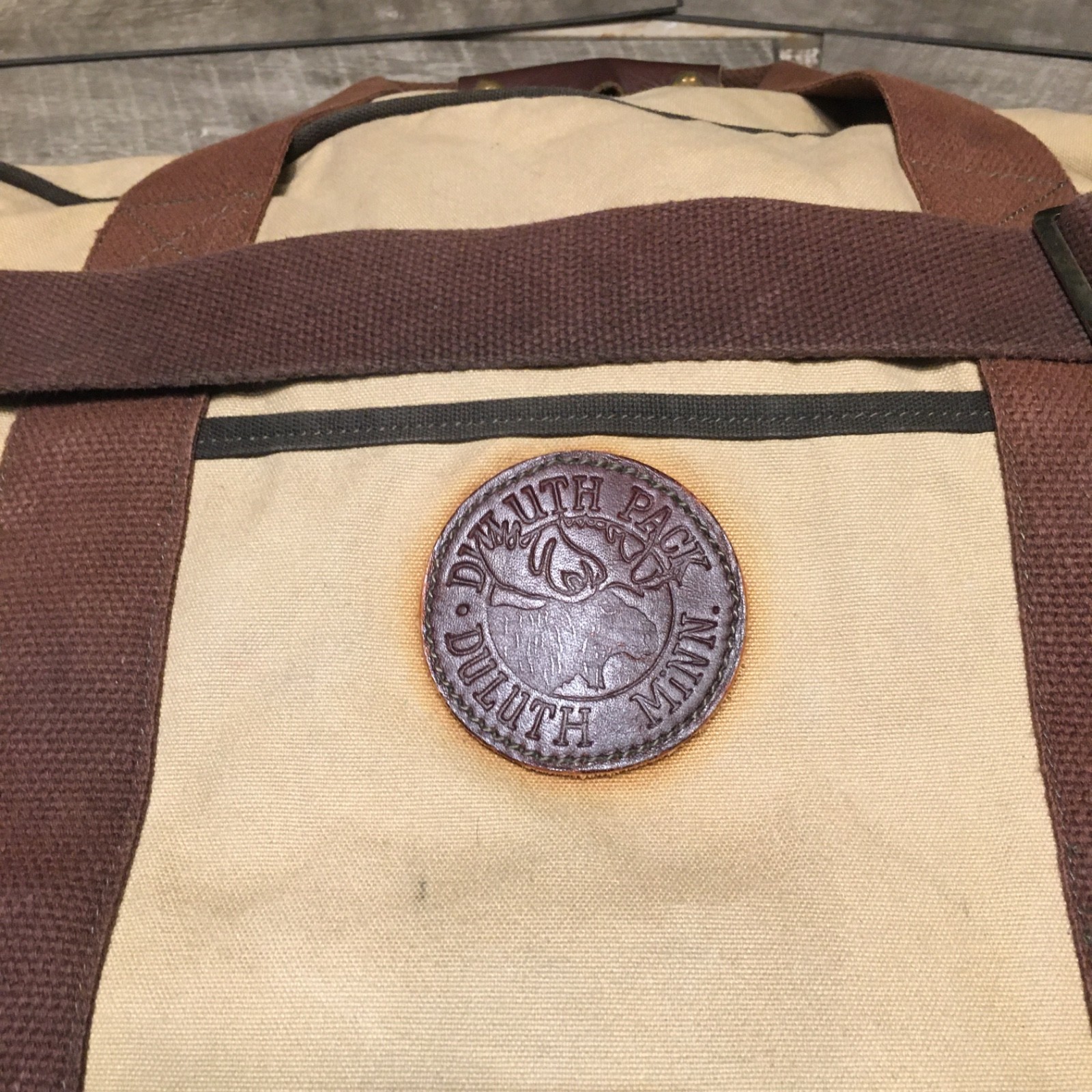 Duluth Pack Safari Khaki Canvas Leather Bag Duffle Travel Overnight Weekender