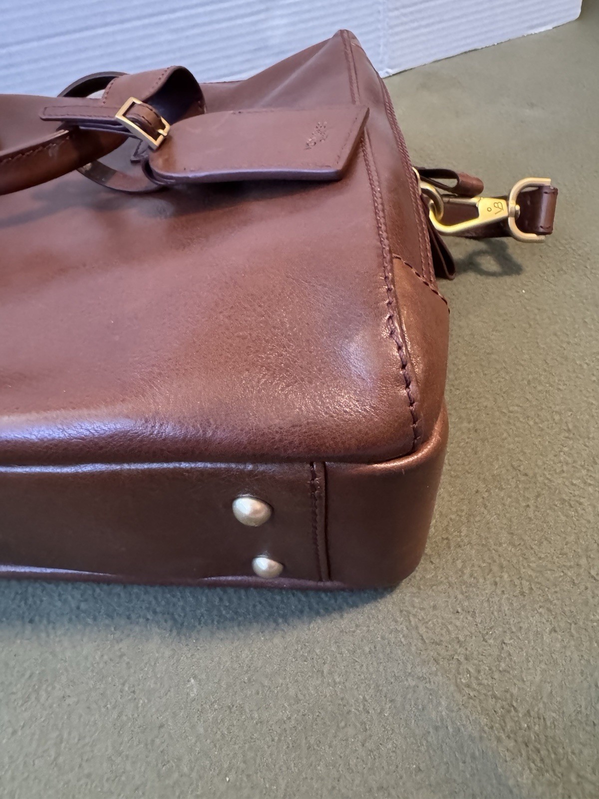 VON BAER Essential Modern Leather Briefcase Brown Italian Cuoio Superiore 16″