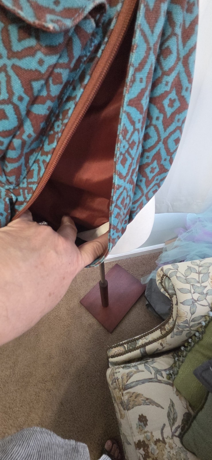 KAVU Sling Bag Backpack Crossbody Desert Mosaic Teal Brown Retird Travel Outdoor