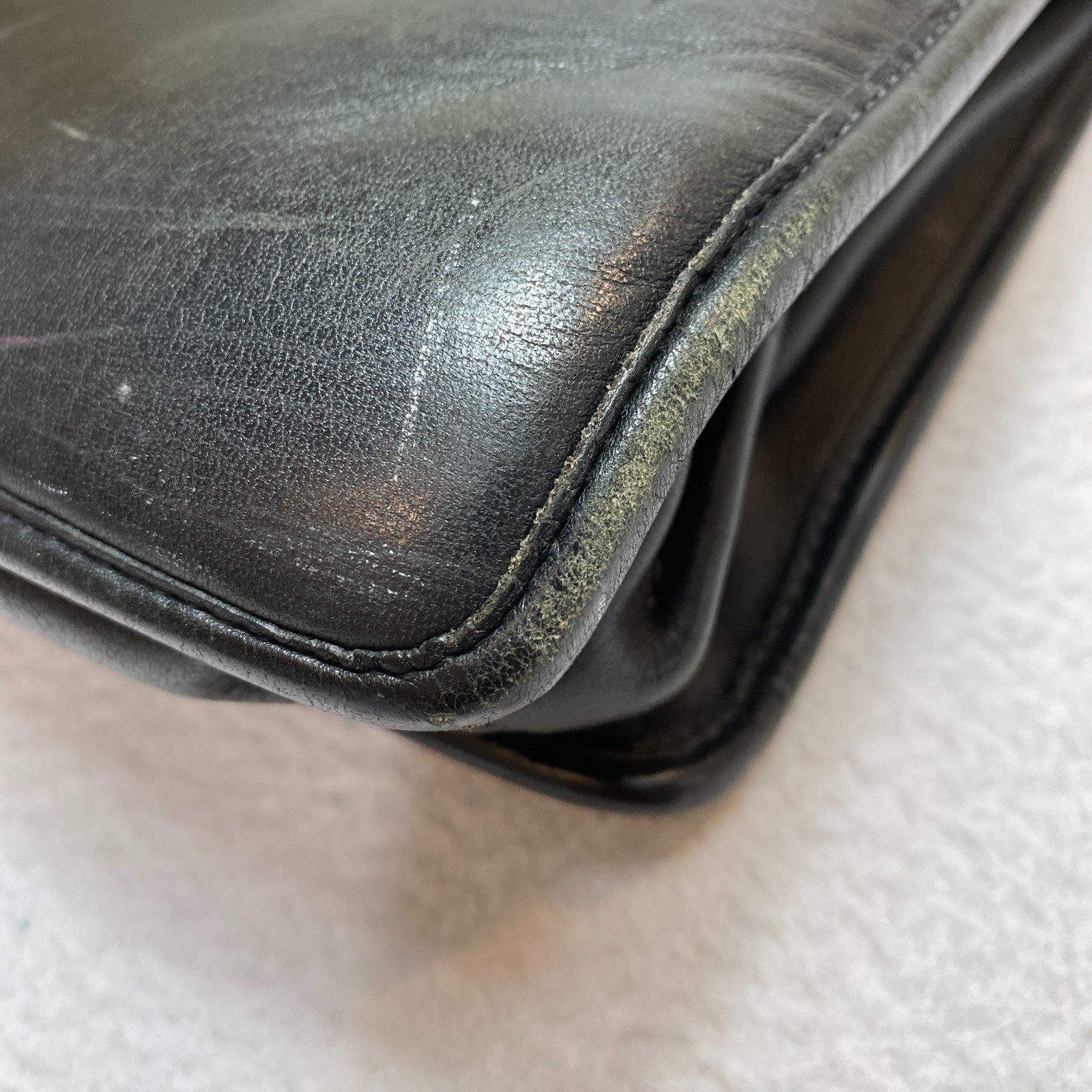 Jack Georges Briefcase Double Handle Black Leather Bag Work Laptop