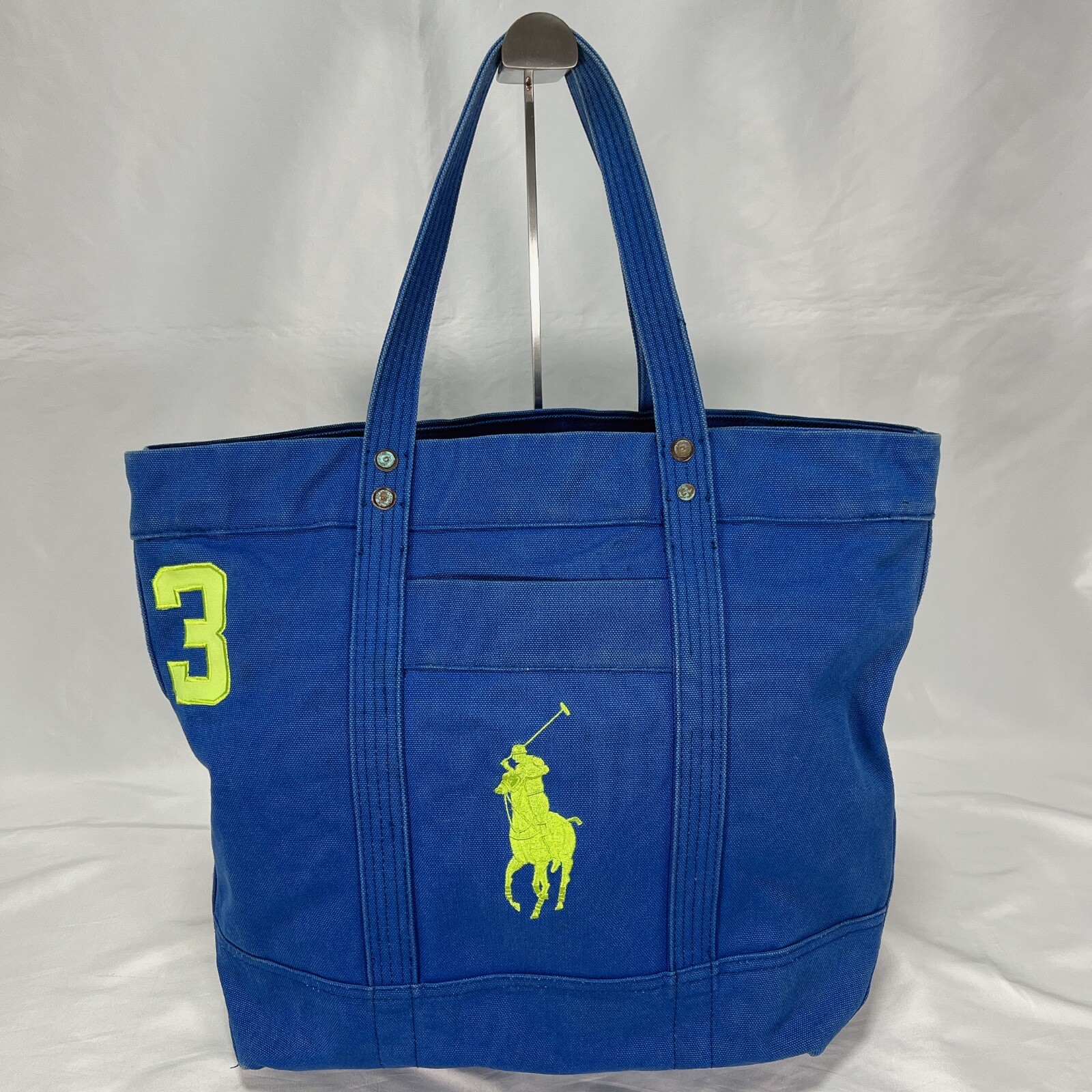 POLO RALPH LAUREN Tote bag Blue Cotton W:14in H:16in D:6in Good Condition!!