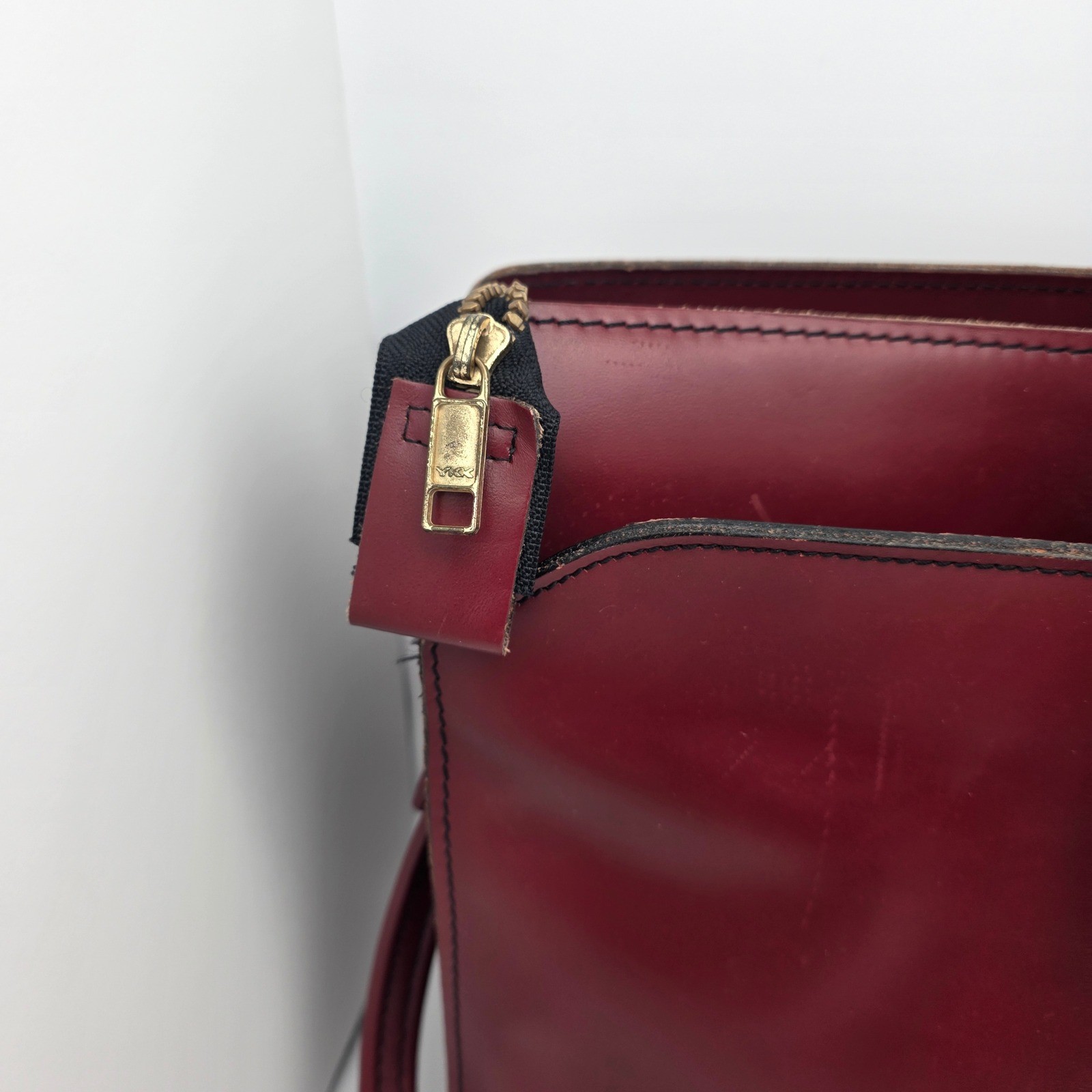 Maximillian Top Grain Cowhide Leather Laptop Bag Briefcase Burgundy Vintage