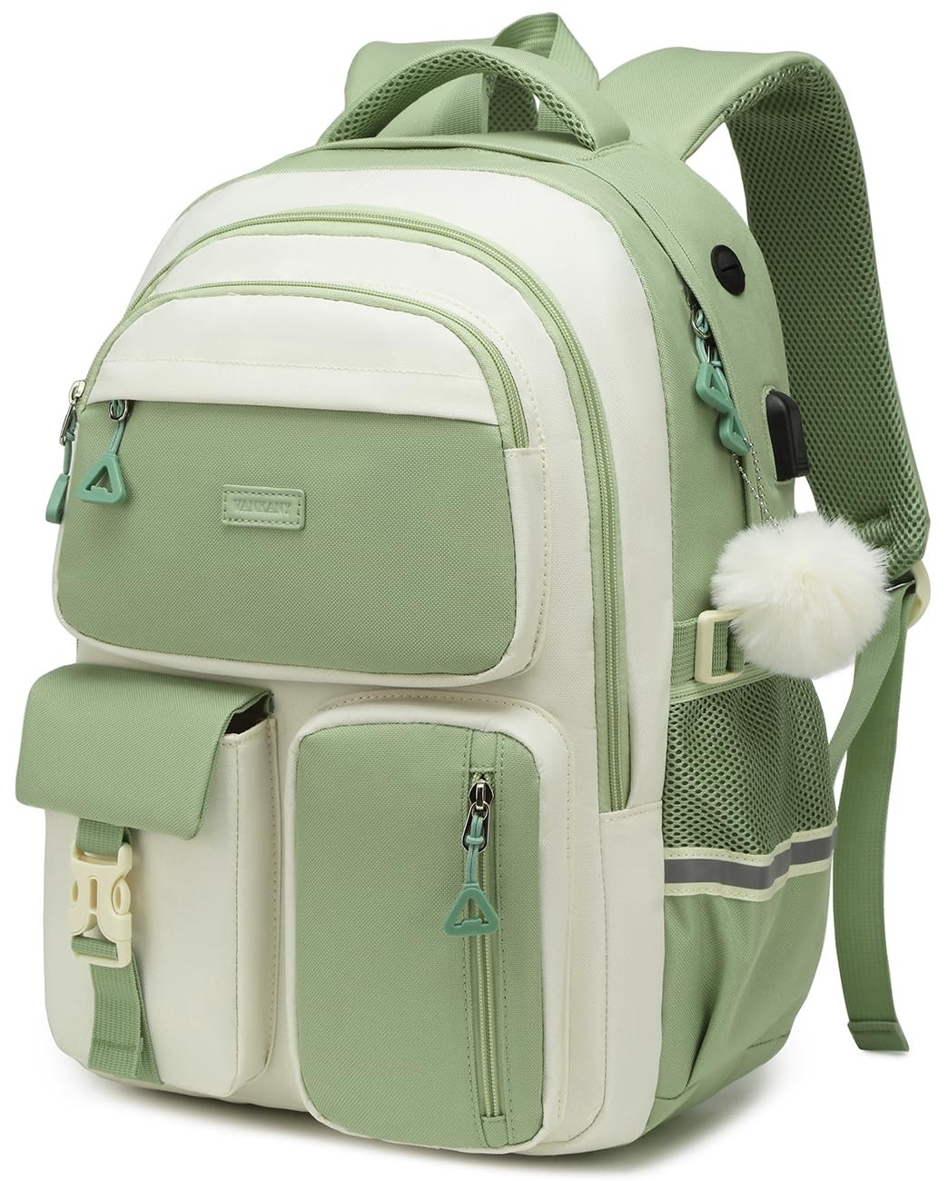 Girls Middle High School Backpack College Bookbag Mochila GreenWhite Gifts