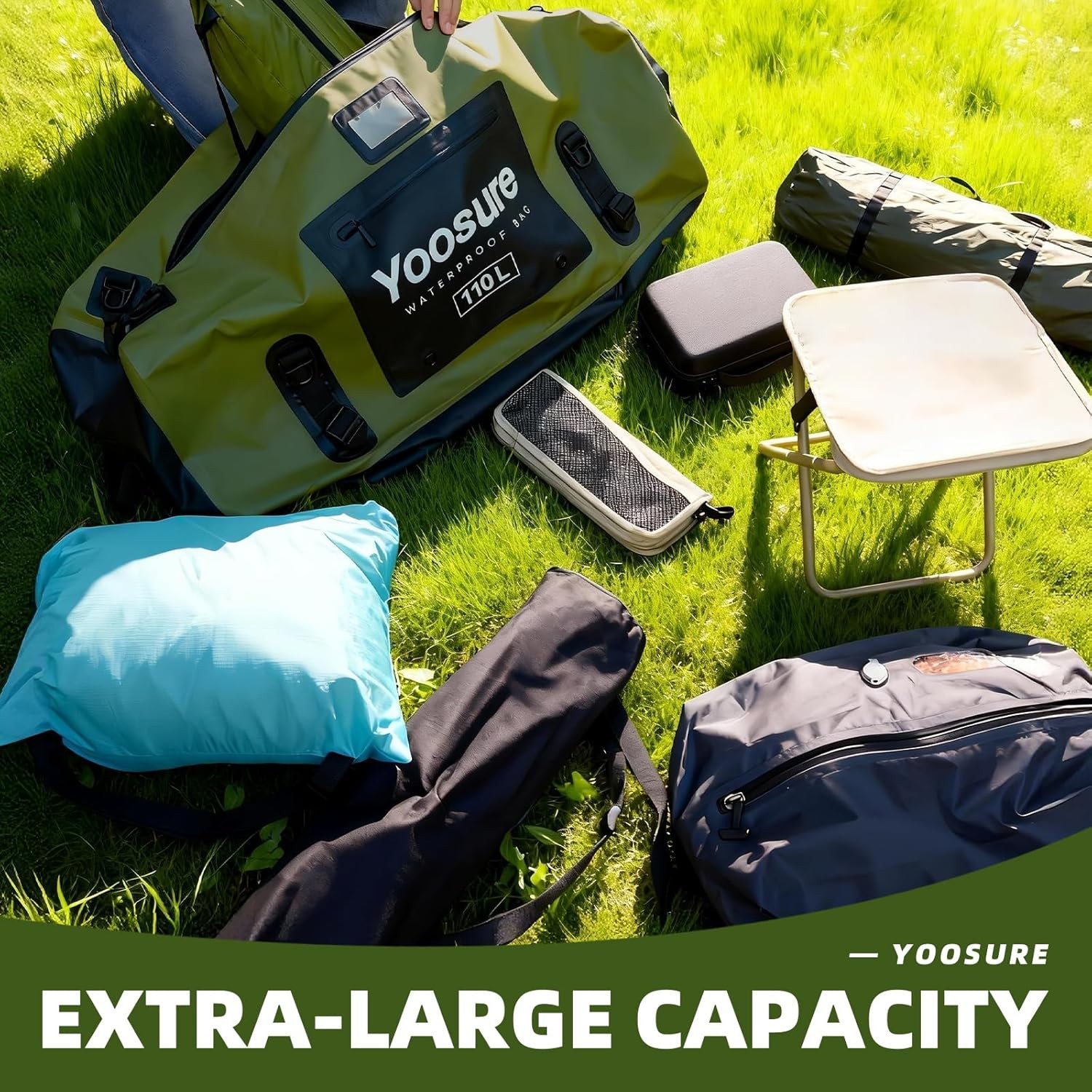 Extra Large Dry Bag with Straps 35in 110L Black