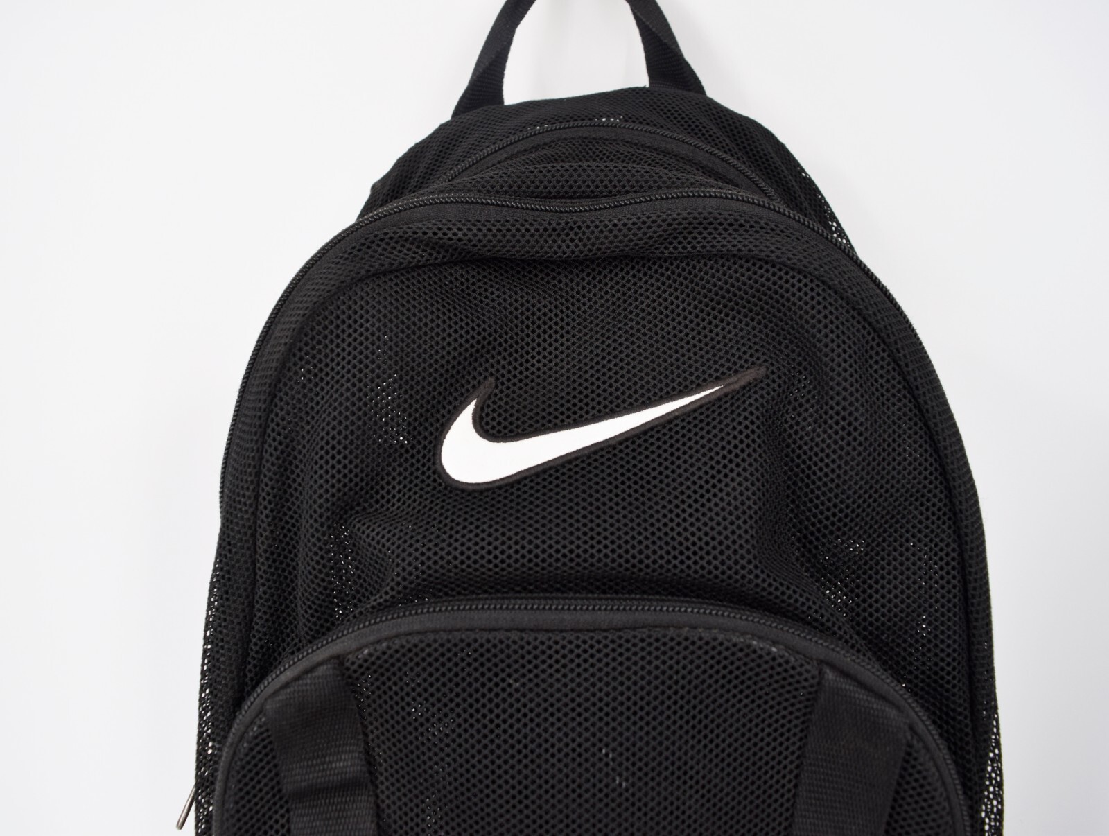 VTG Y2K Nike Mesh See Through Backpack Black 4 Pockets 18x13x5