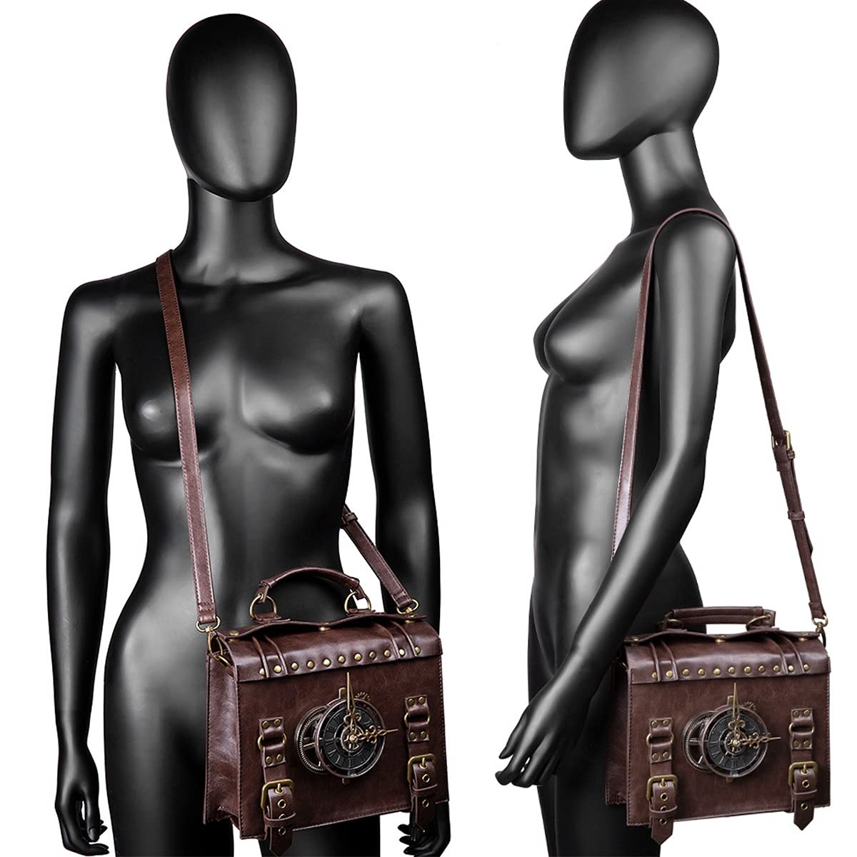 Messenger Bag Leather Briefcase Steampunk Crossbody Shoulder Purse Satchel fo…