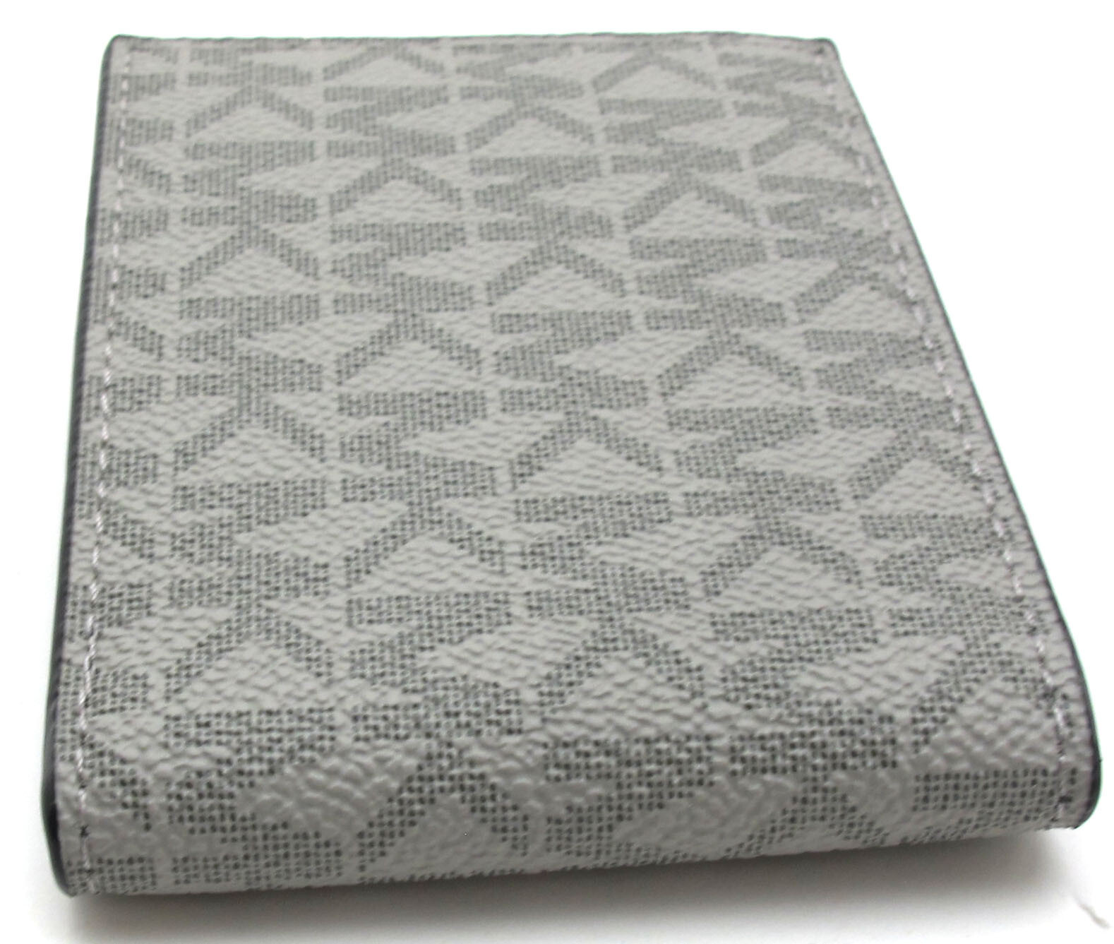 NEW MICHAEL KORS Mens Bi-Fold Pass Case Wallet Coated Canvas Monogram Print Grey