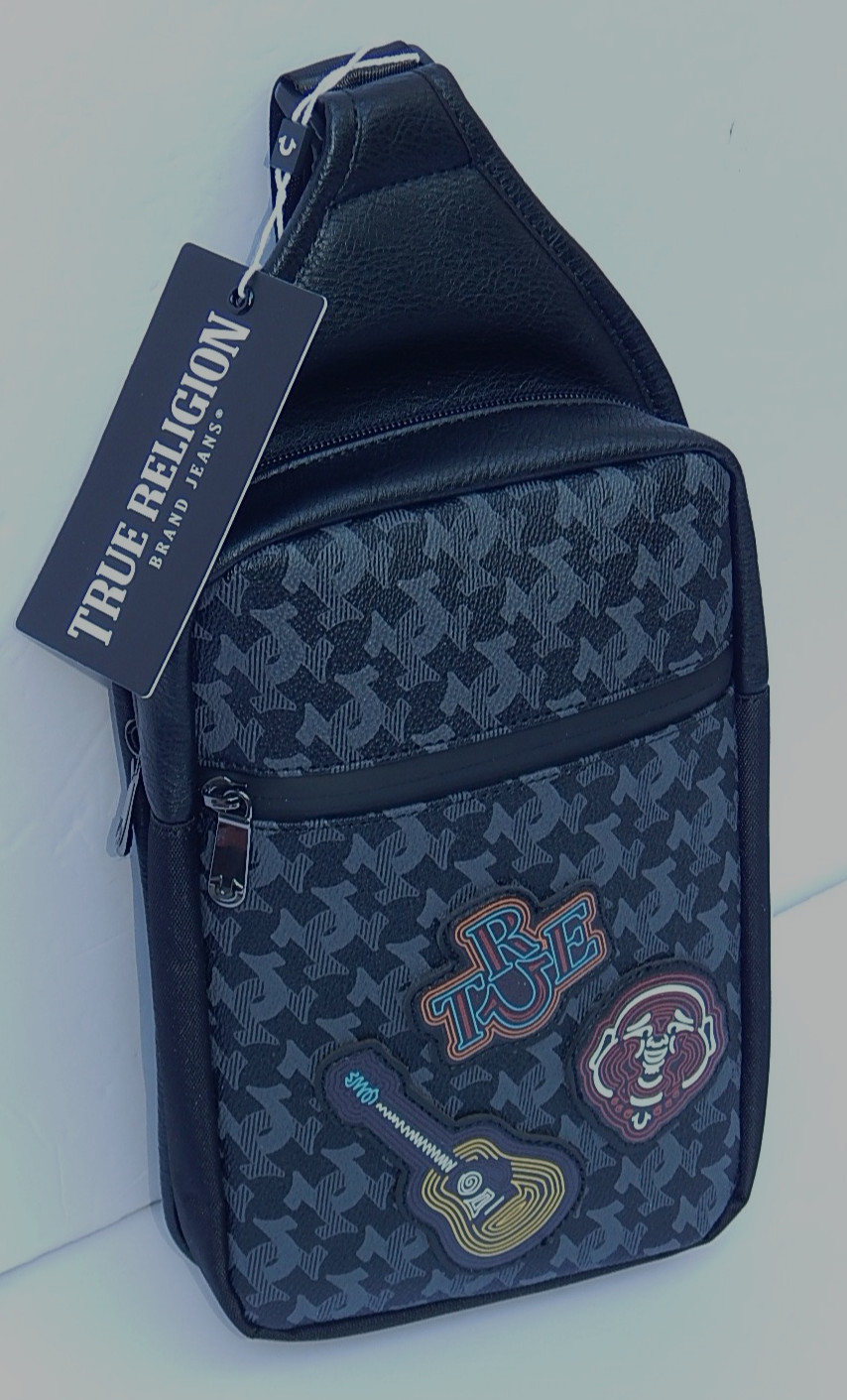 TRUE RELIGION KEDUS CROSSBODY X-BODY BAG SLING BAG BLACK UNISEX NEW AUTHENTIC