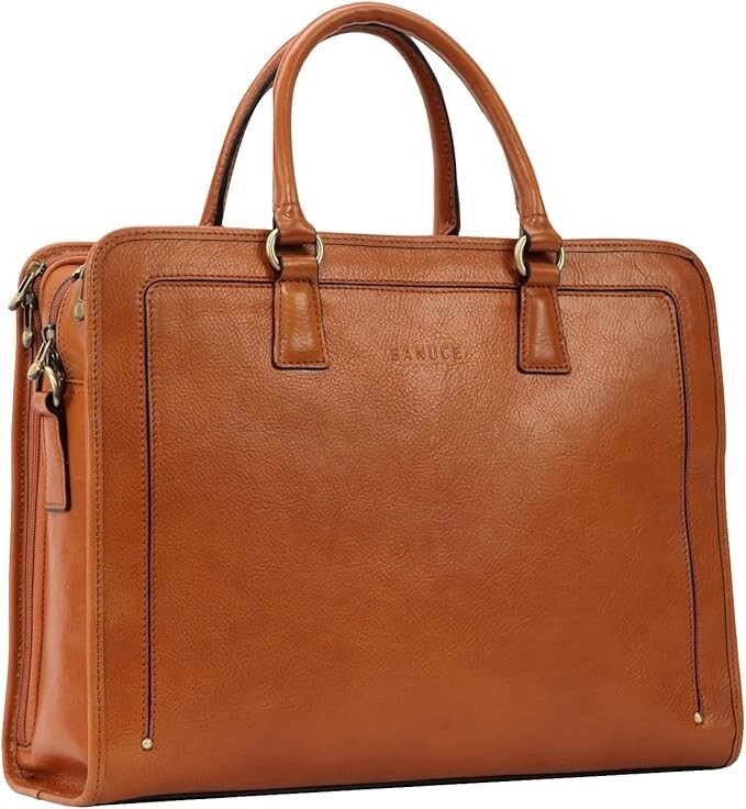 Banuce Vintage and Stylish Genuine Full Grains Italian Leather Briefcase NWT