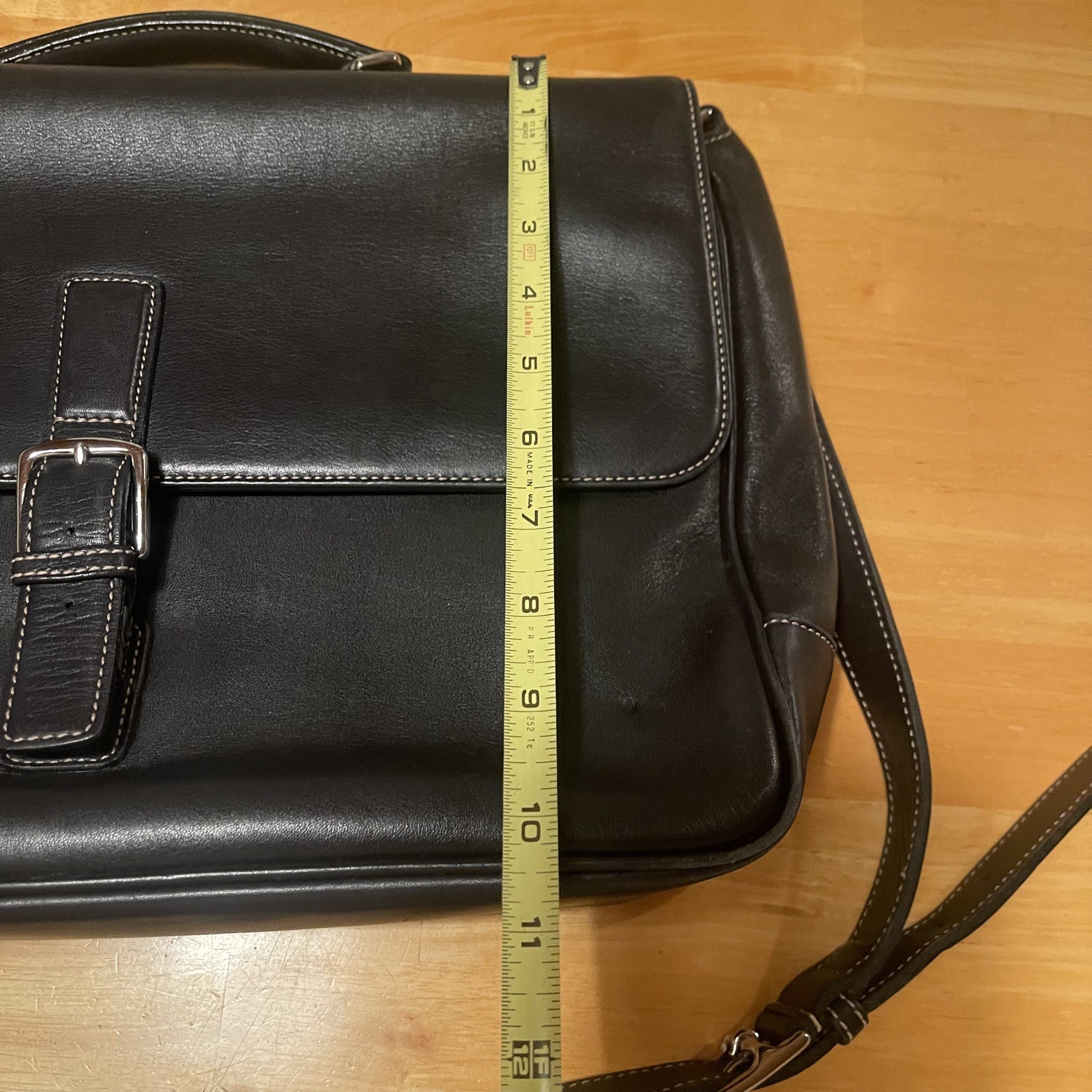 COACH Black Leather Briefcase Laptop Messenger Bag Single Handle w/ Strap VTG
