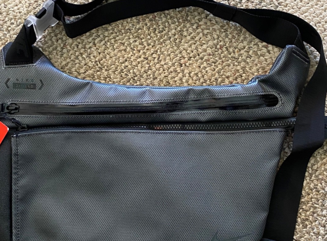 NNike Shield Weather Resistant Sling Bag Gray Small Approx. 15” X 8.5″