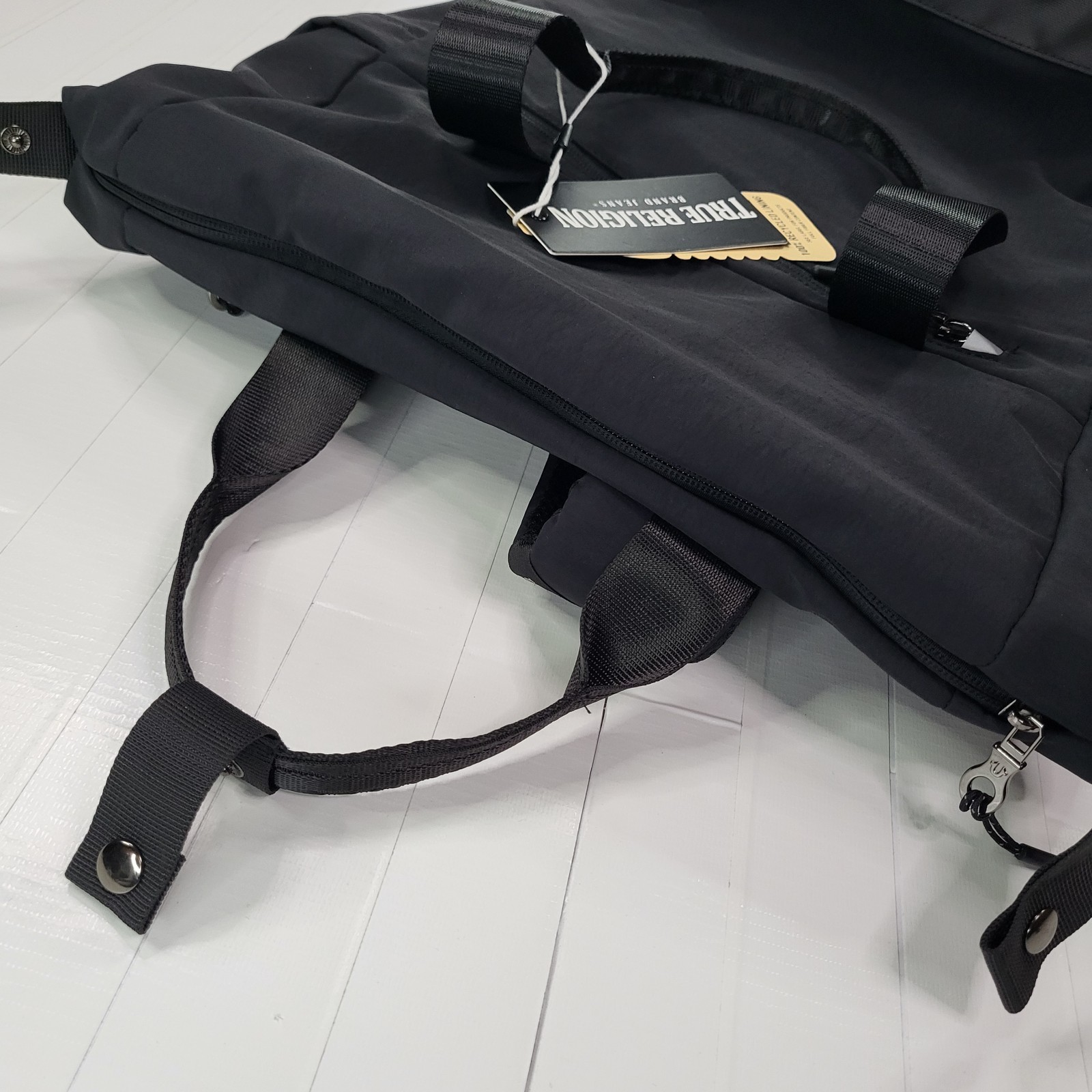 True Religion Black Lightweight Backpack New with Tags Mens Bag Handle Authentic