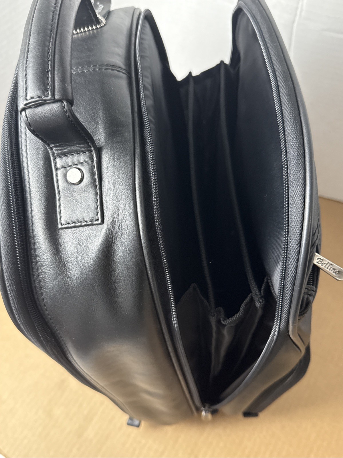 BELLINO Black Genuine Leather Backpack Laptop Travel Business Bag 17” x 13”