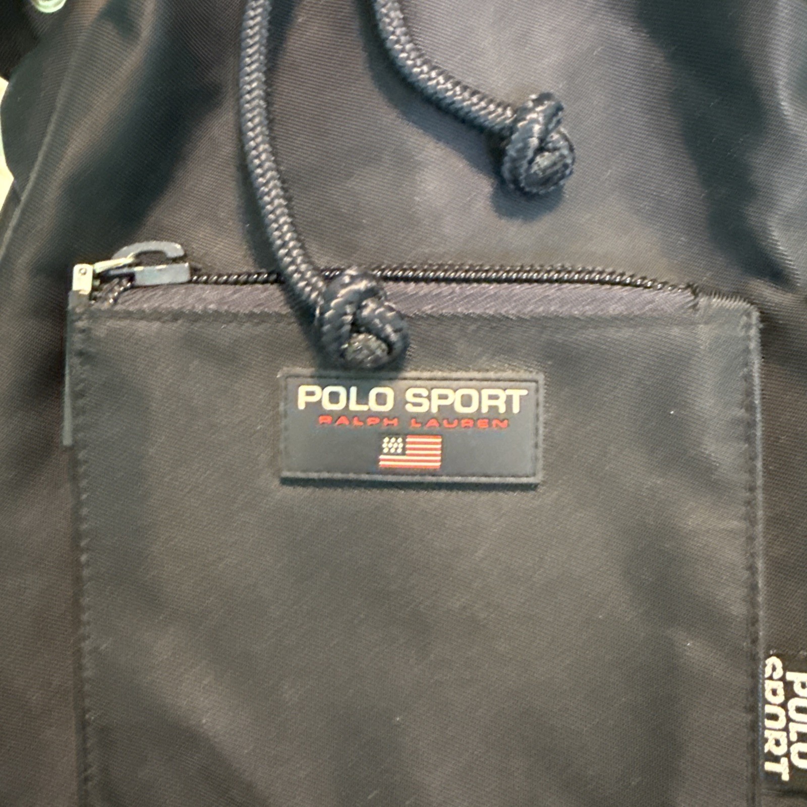 Vtg 90s Polo Sport Ralph Lauren Bucket Bag Drawstring Closure EUC Navy