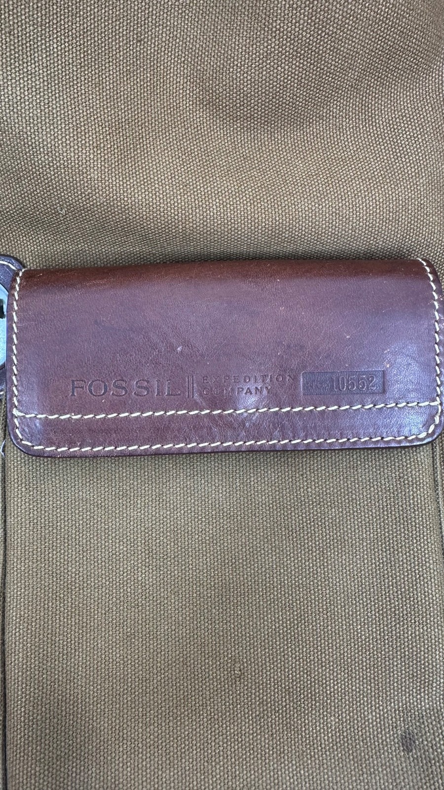 Fossil Expedition No 11552 Brown Canvas Backpack Leather Trim Rugged Goods