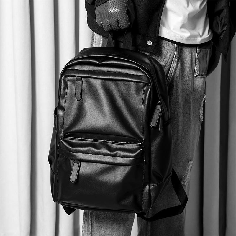Stylish Men Waterproof PU Leather 14″ Laptop Backpack for Casual Fashion Travel