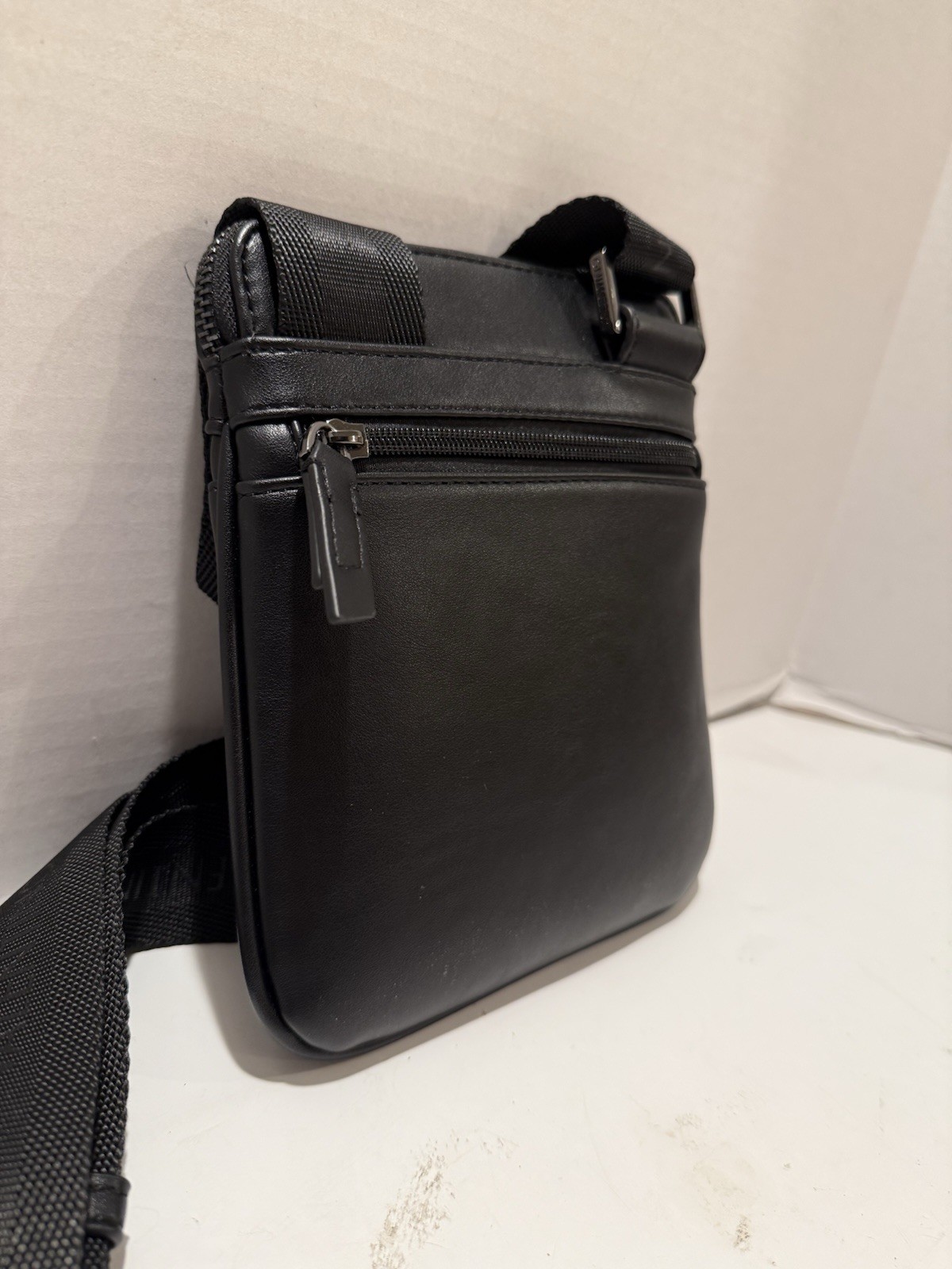 Valentino Mario Horizon Logo Mini Crossbody Shoulder Bag Black Zip Closure