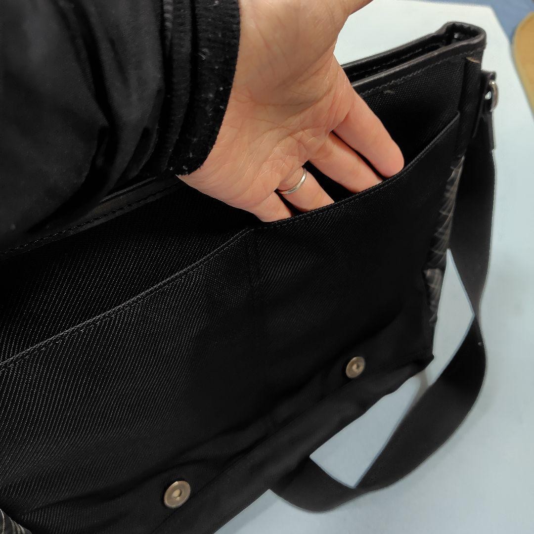 BURBERRY BLACK LABEL Messenger bag Check Black Nylon Authentic From Japan