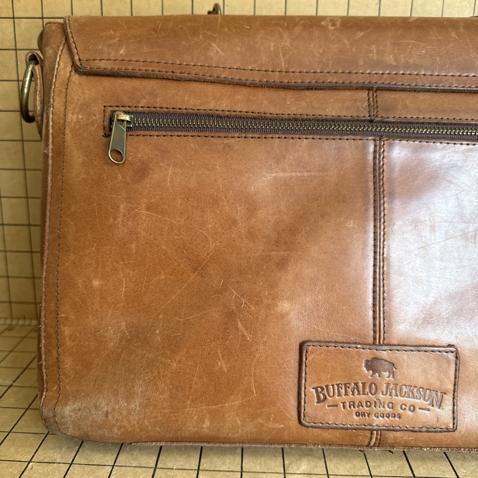 Buffalo Jackson Trading Co. Leather Laptop Messenger Briefcase Bag w/Strap