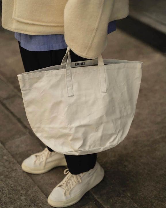 RAKINES Linen Canvas Helmet Bag – White – 31x45x24cm