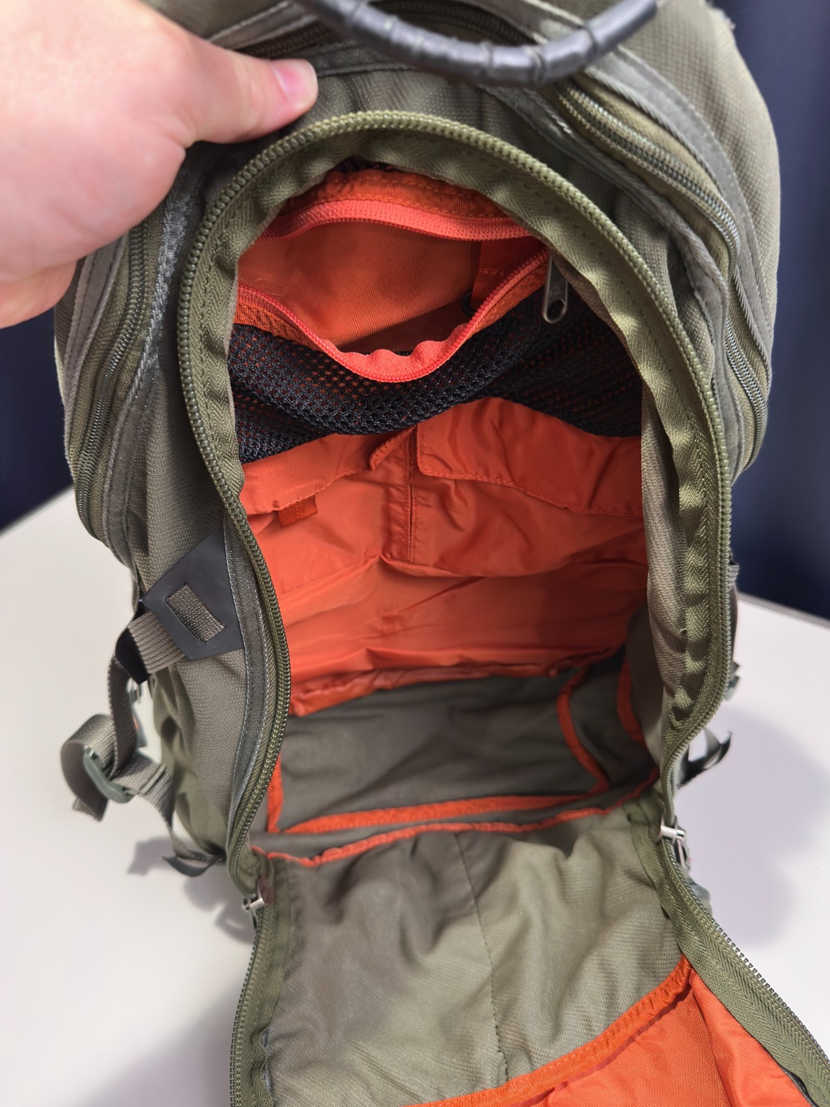 EMS Eastern Mountain Sports 100% Nylon Olive Green Multi-Pocket Pack Backpack