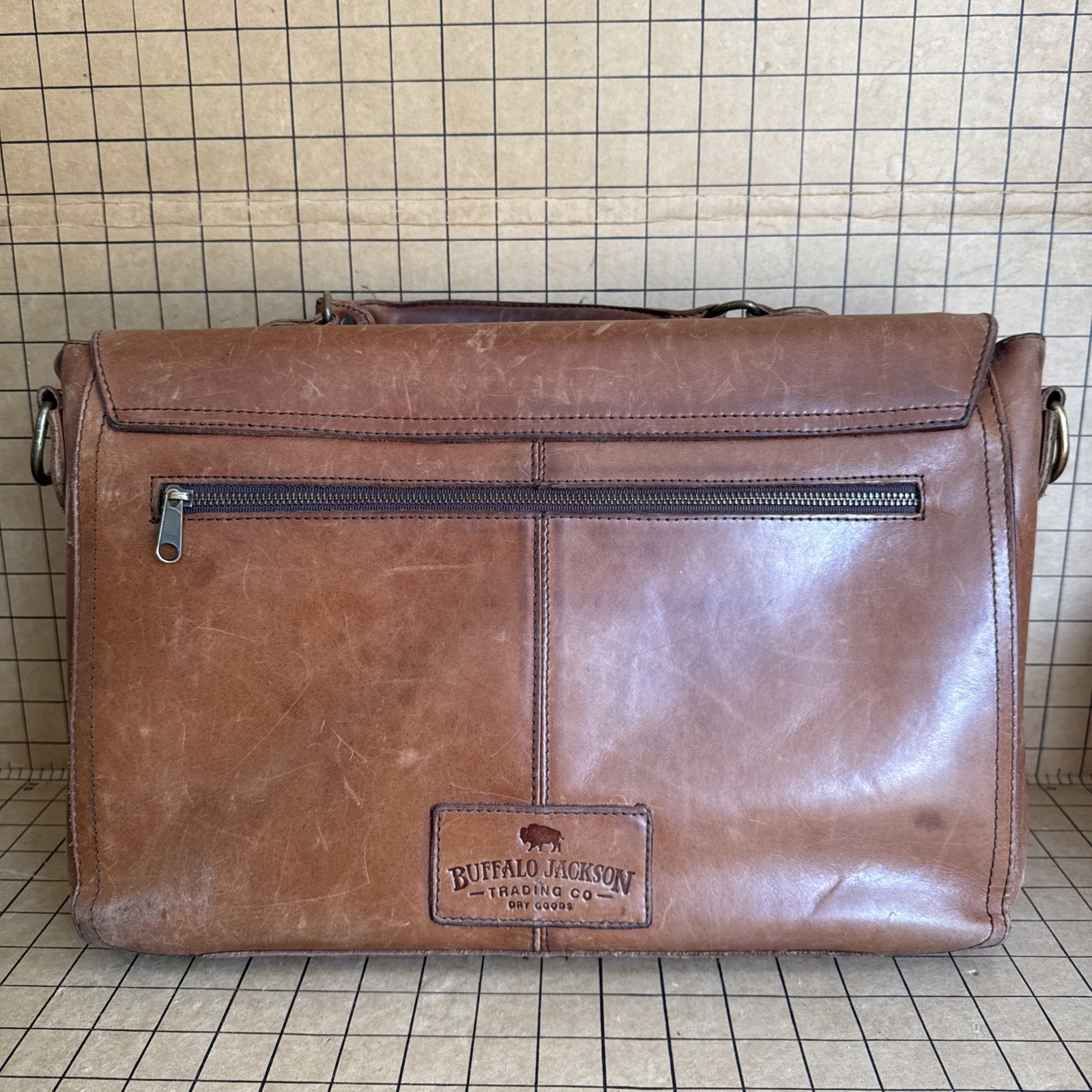 Buffalo Jackson Trading Co. Leather Laptop Messenger Briefcase Bag w/Strap