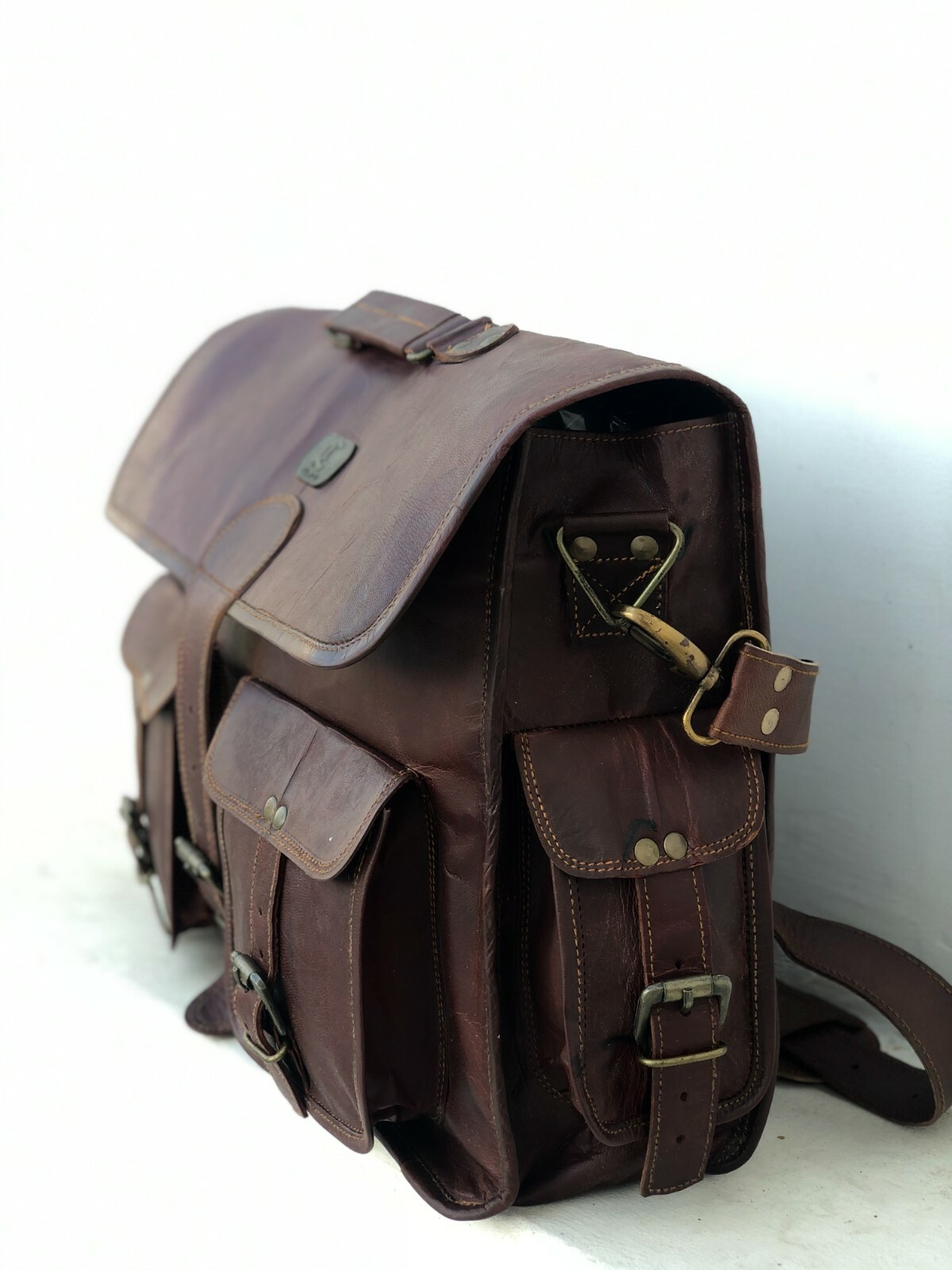 18″ Distressed Leather Quality Messenger Bag PC Computer Laptop Men’s Satchel