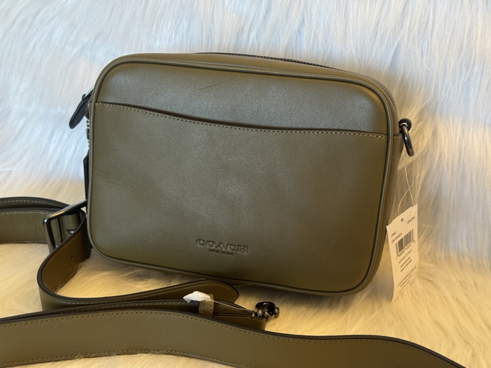 NWT COACH MEN’S Warner Crossbody Bag Smooth grain leather CBI63 QB/GREEN