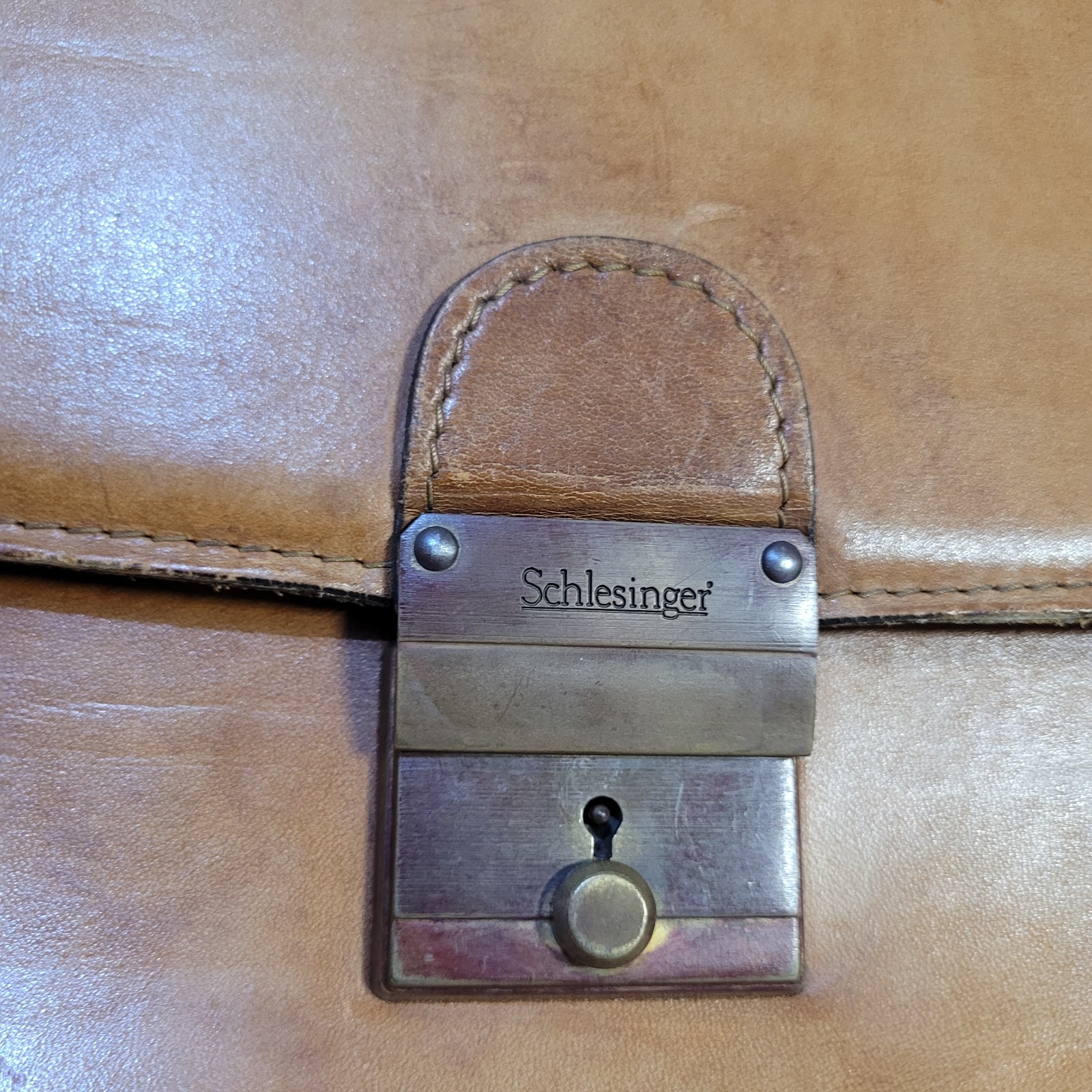 Schlesinger Brown Saddle Leather Briefcase Attaché