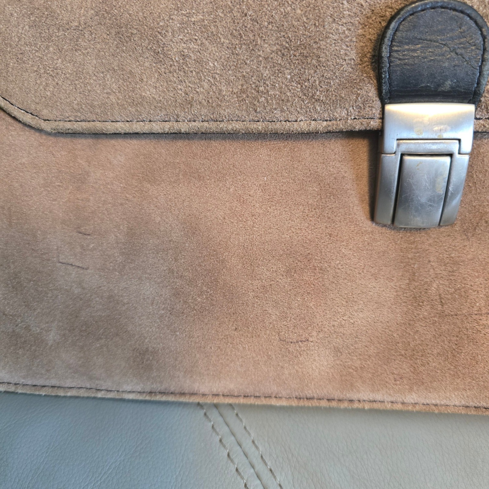 Stetson Mens Suede Leather Briefcase Tan Brown Laptop Messenger Bag Vintage