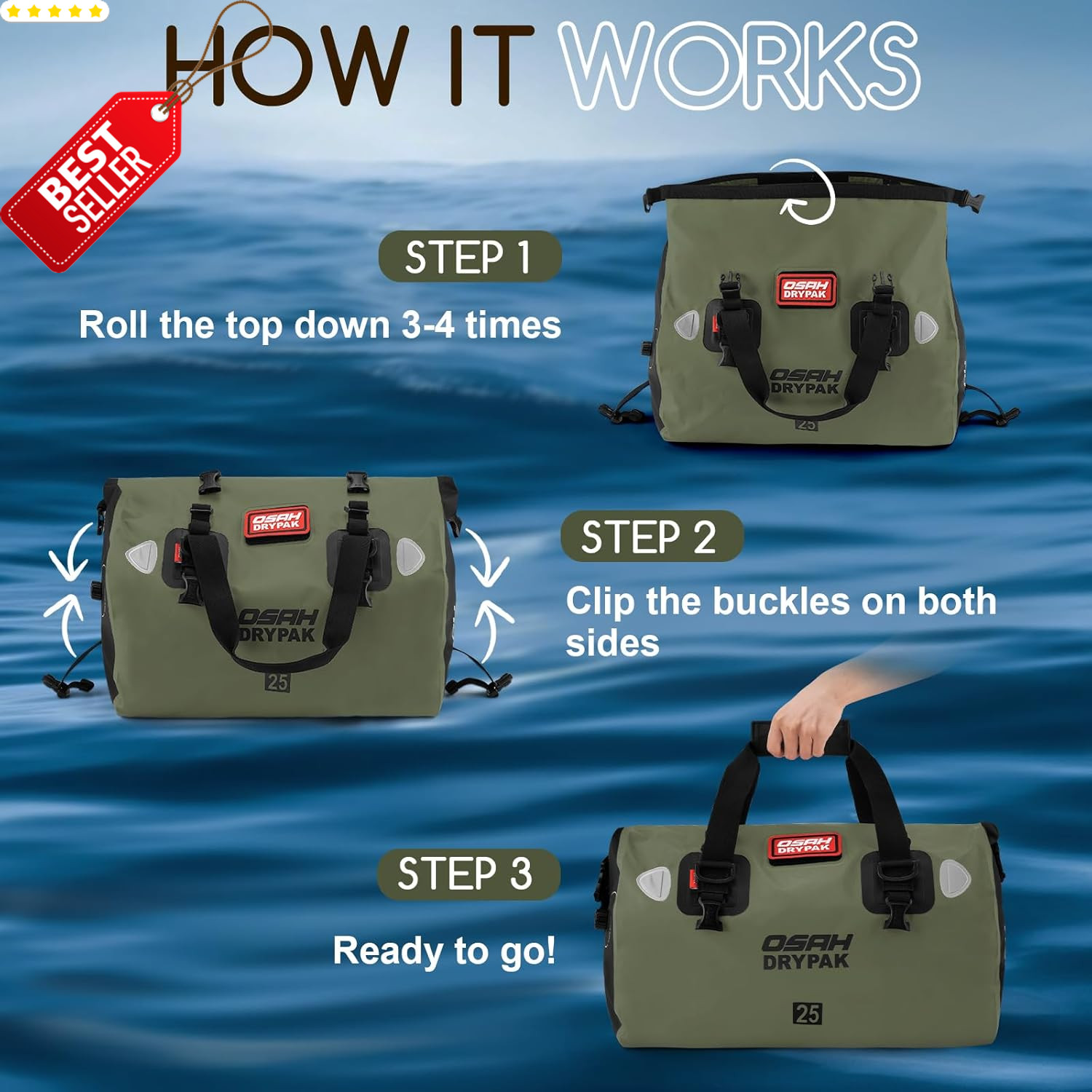 Waterproof Duffel Bag – Motorcycle Dry Bag Tail Bag with Large Storage Space, Wa