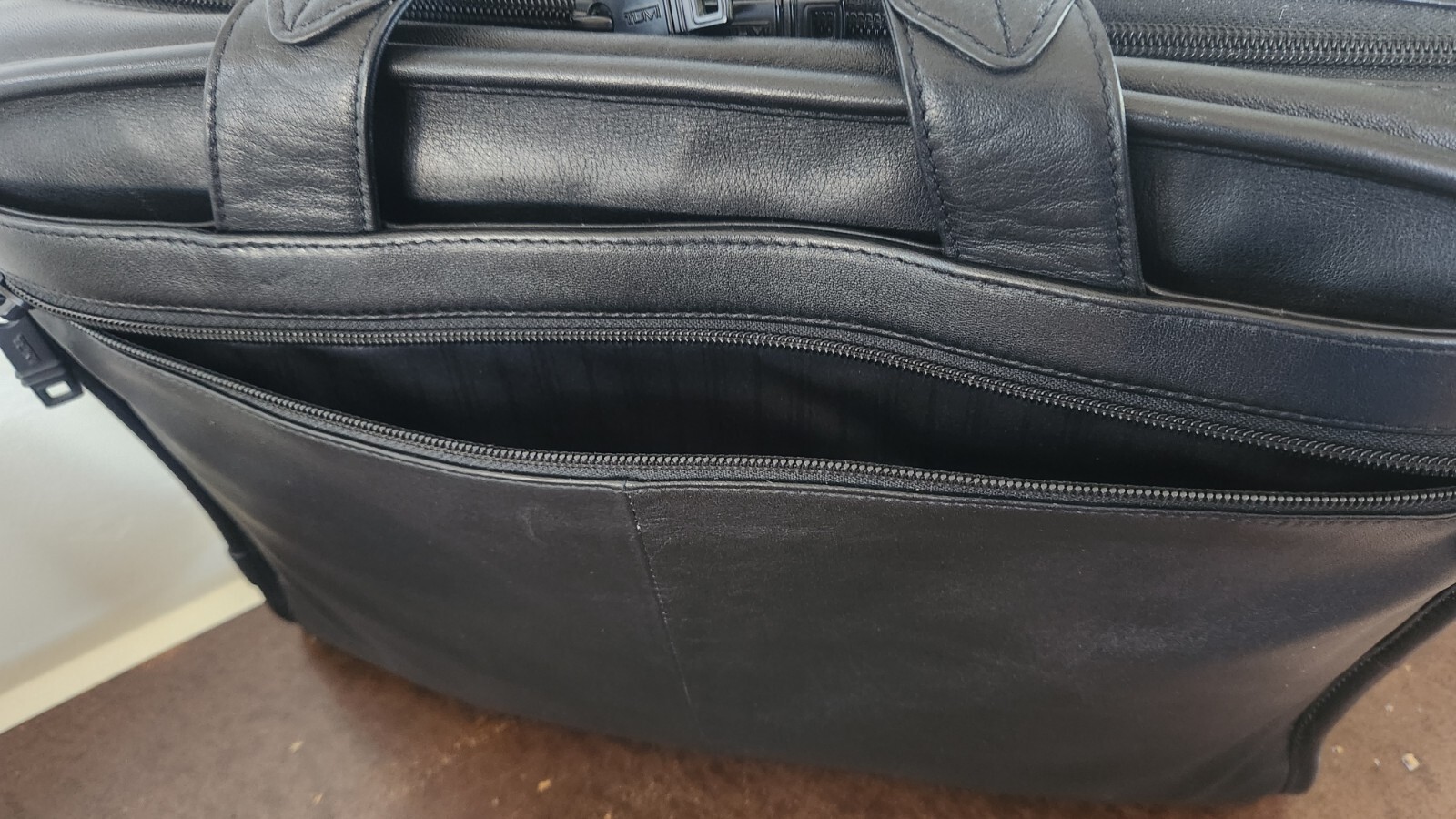 Tumi Alpha Black Leather Laptop Briefcase
