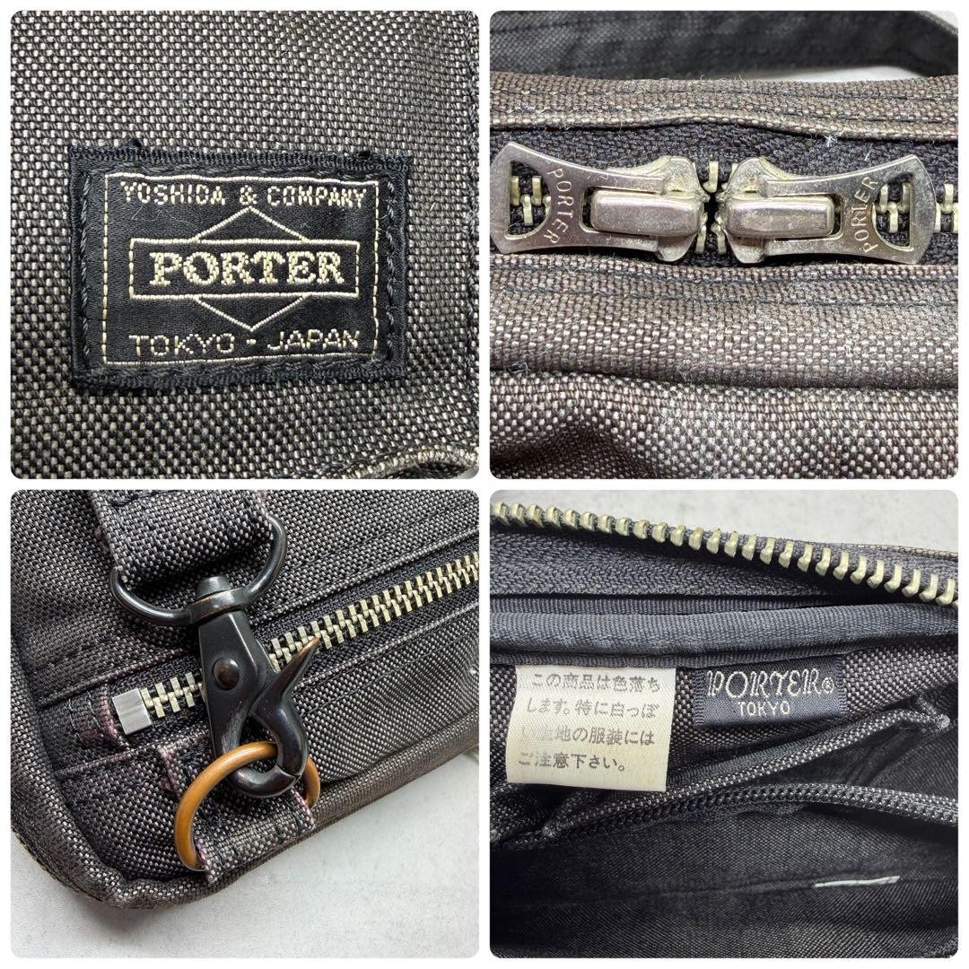 Authentic Yoshida Porter Faded Canvas Shoulder Bag 16cm x 26cm Charcoal Gray