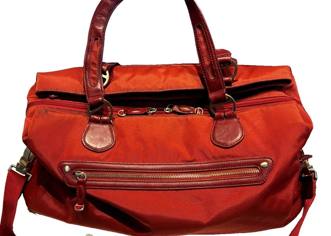 TUMI RED Nylon & Leather Carry On, Tote, Overnight, Cabin Duffle, ID 463