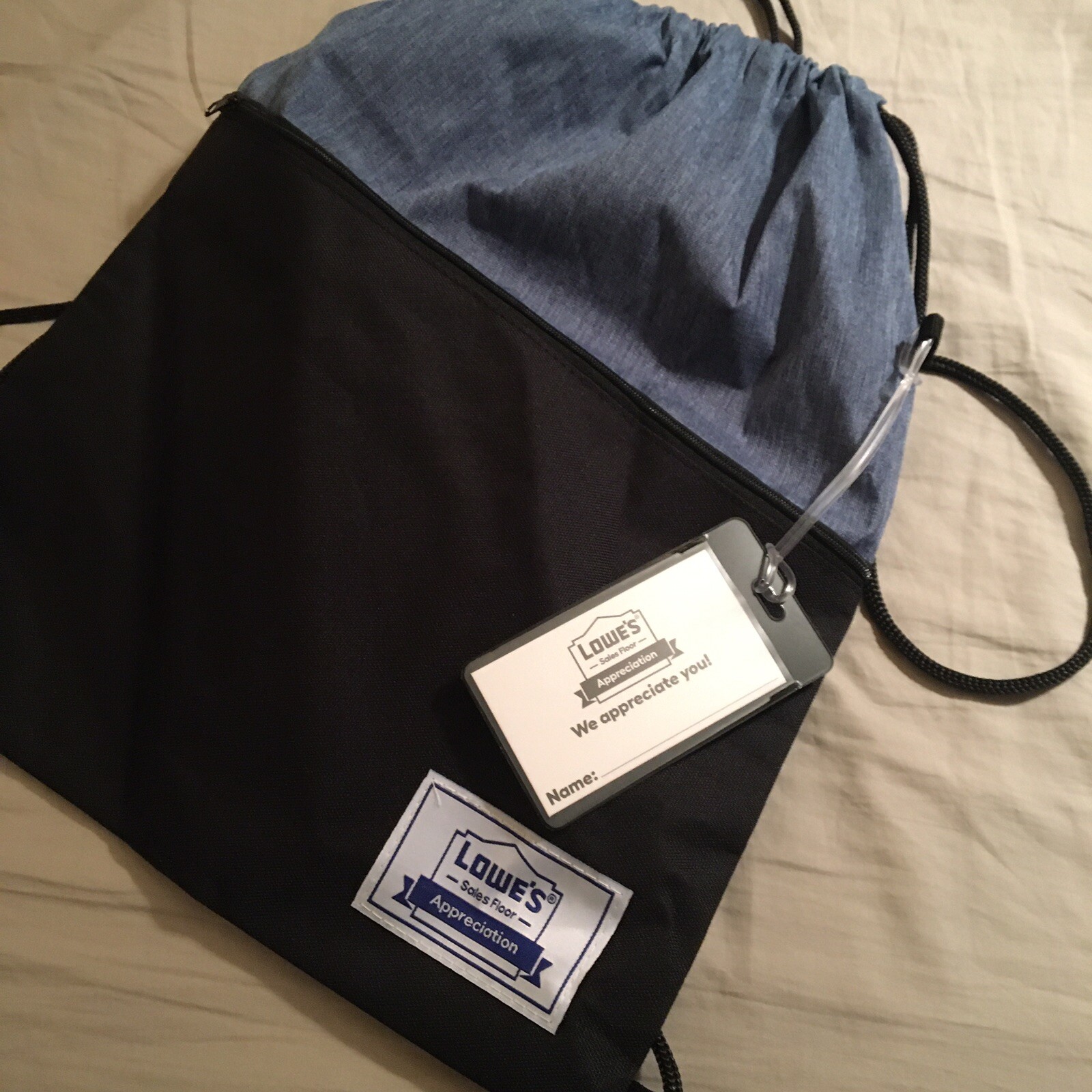 Cinch-sack Backpack, Lowes store Drawstring bag & Luggage Tag set, promo goods