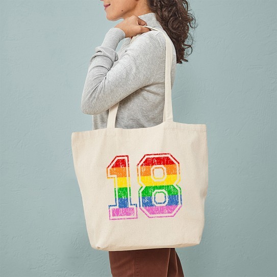 CafePress Retro 18 Rainbow Tote Bag (51690561)