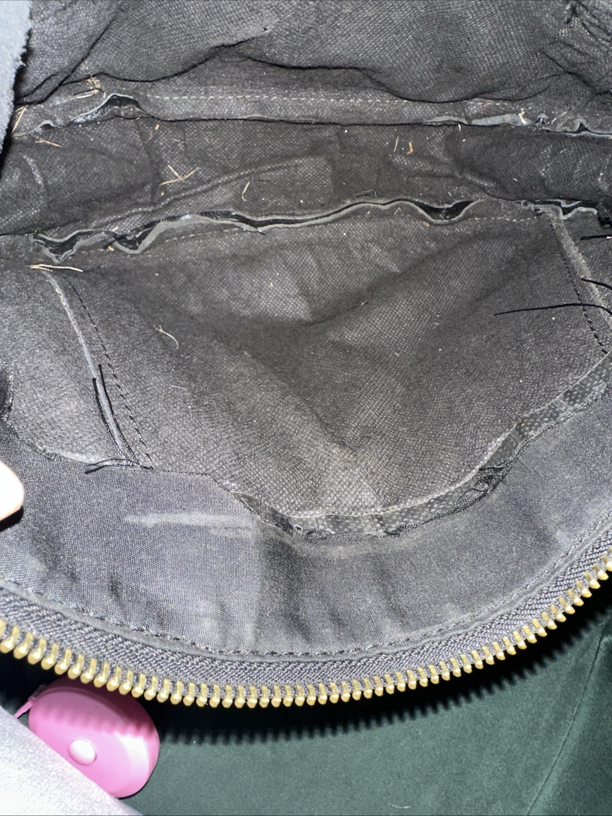 Fossil Leather Pouch 8”x11” Black Gold Zip Vintage Soft