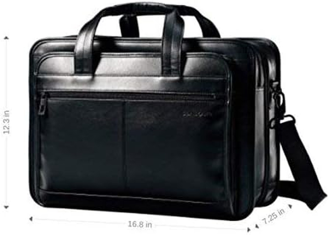 Sleek Black Leather Expandable Briefcase for the Modern Professional